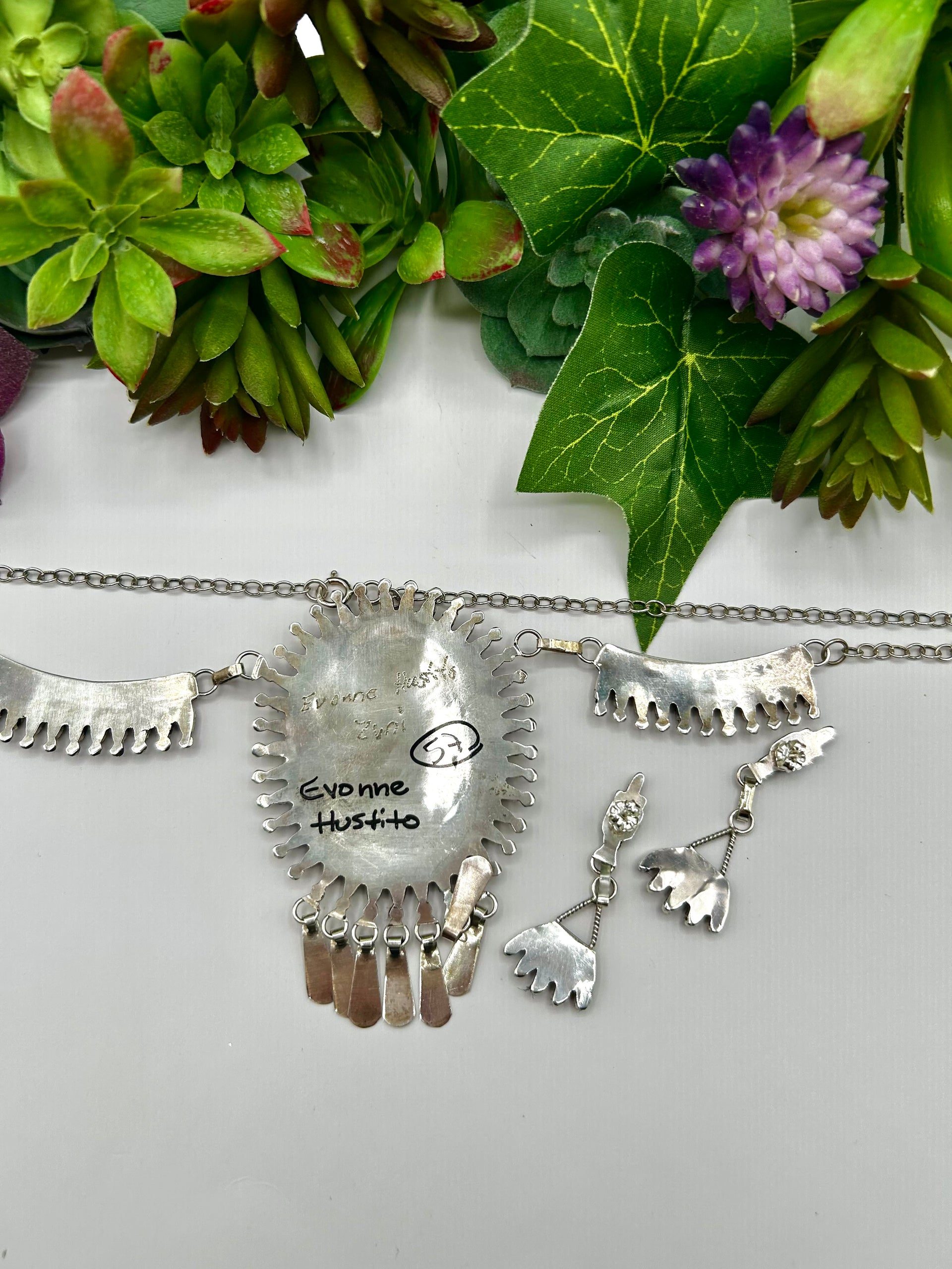 Evonne Histilo Coral & Sterling Silver Necklace Set