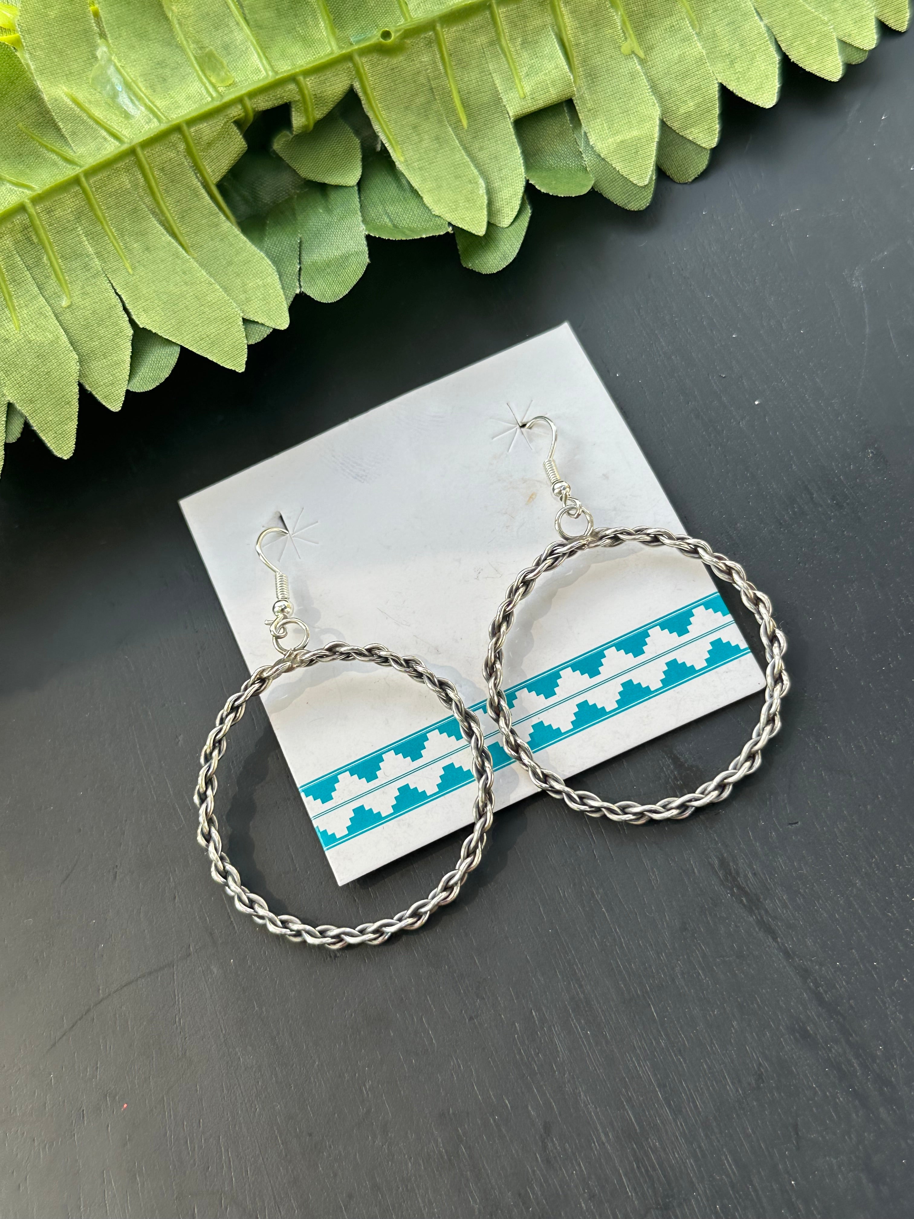 Navajo Made Sterling Silver Dangle Earrings