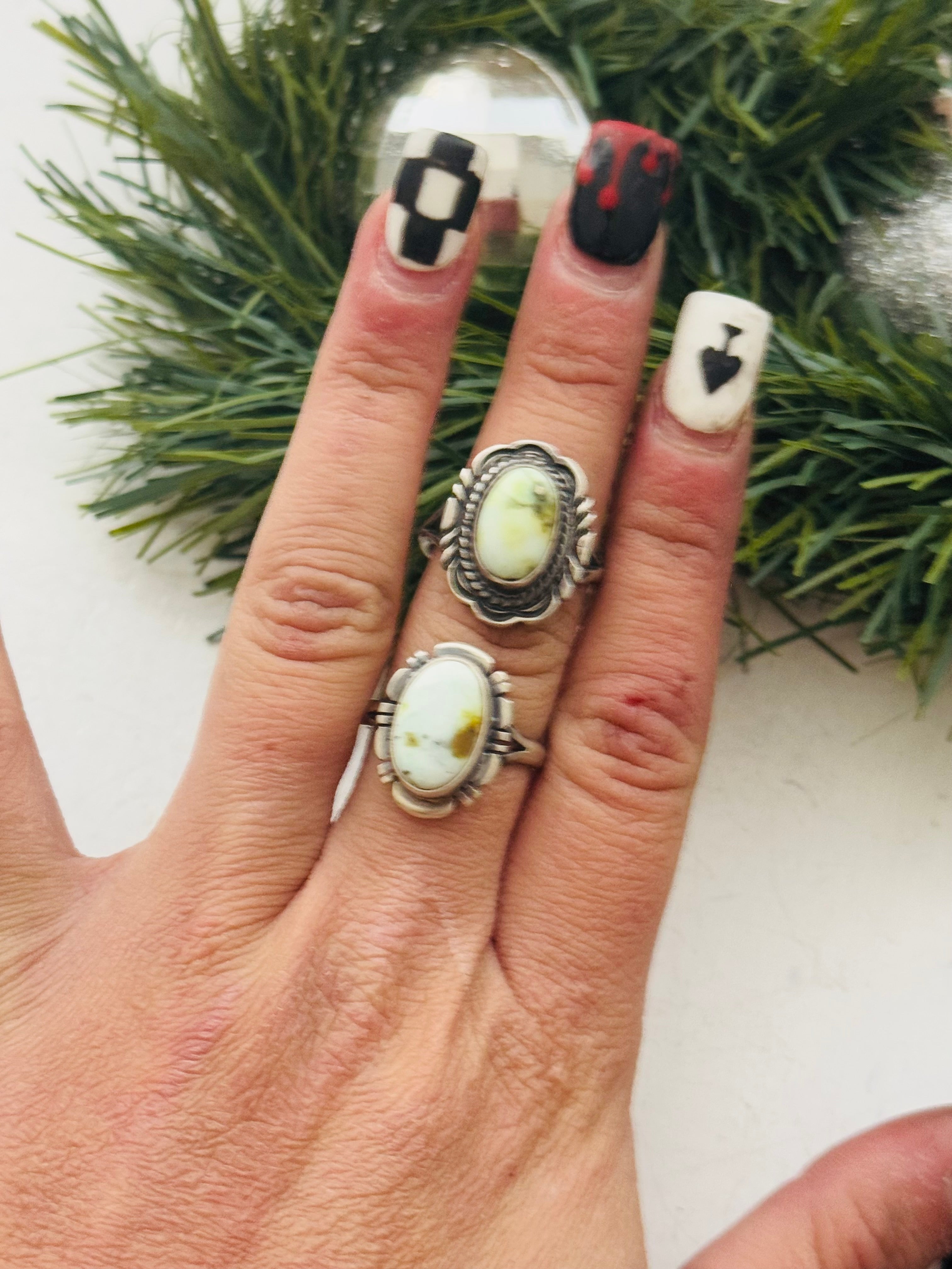 Navajo Handmade Palomino Variscite & Sterling Silver Rings