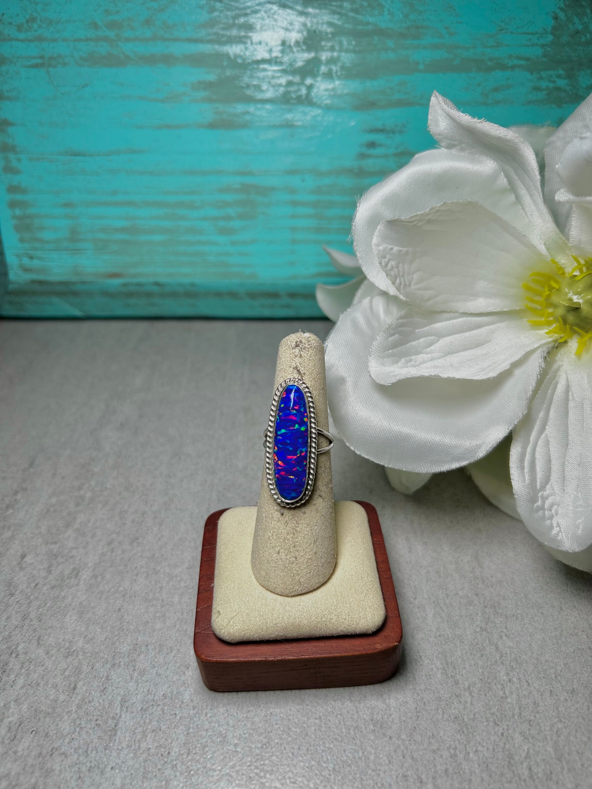 Navajo Made Opal & Sterling Silver Ring Size 5.75