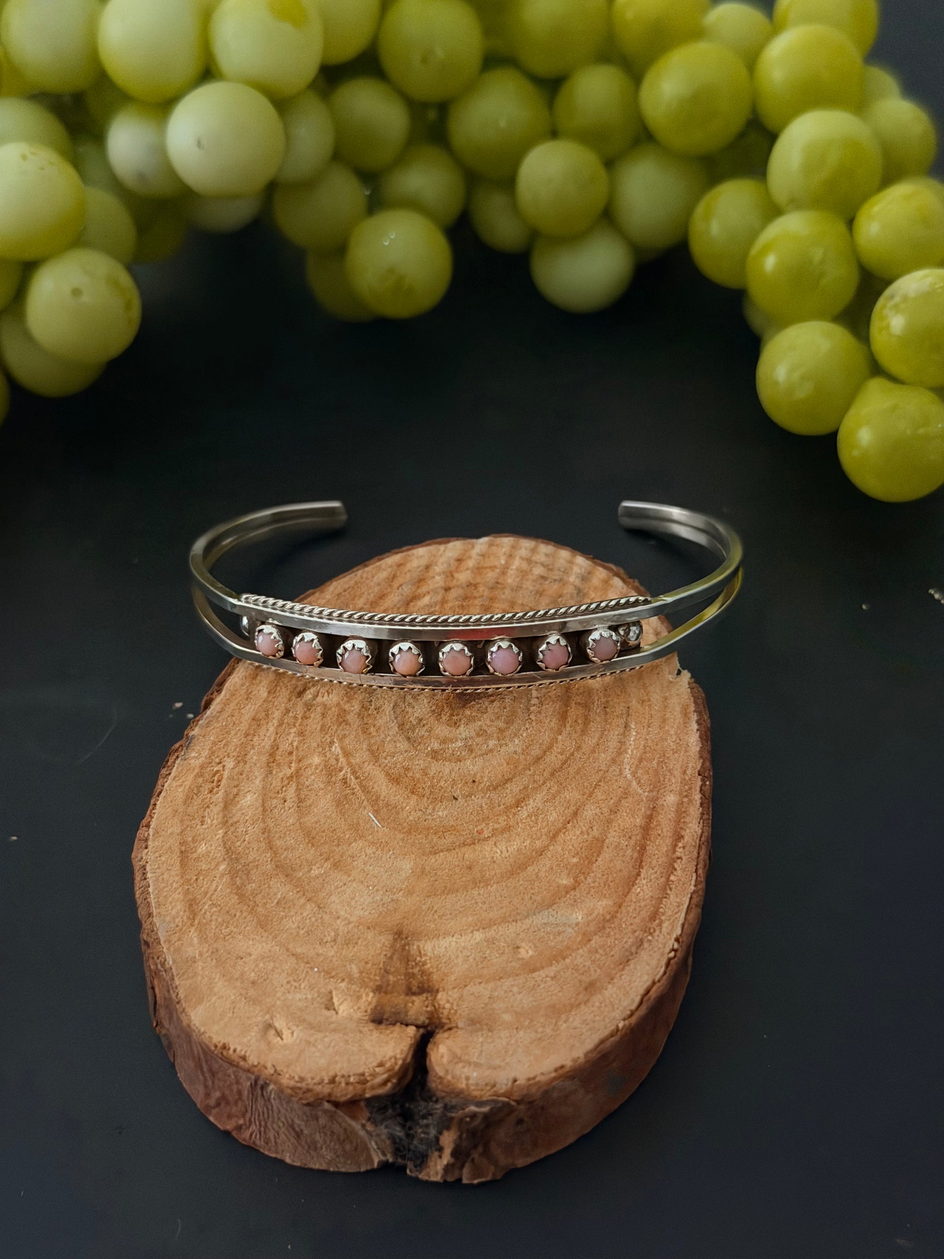 Zuni Made Pink Conch & Sterling Silver Cuff Bracelet