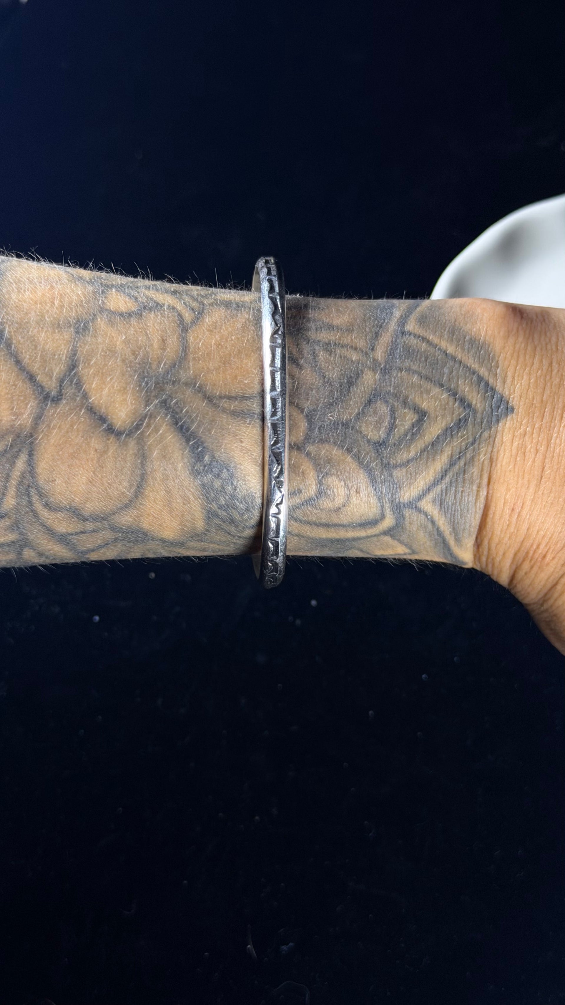 Navajo Made Sterling Silver Cuff Stamped Cuff Bracelet