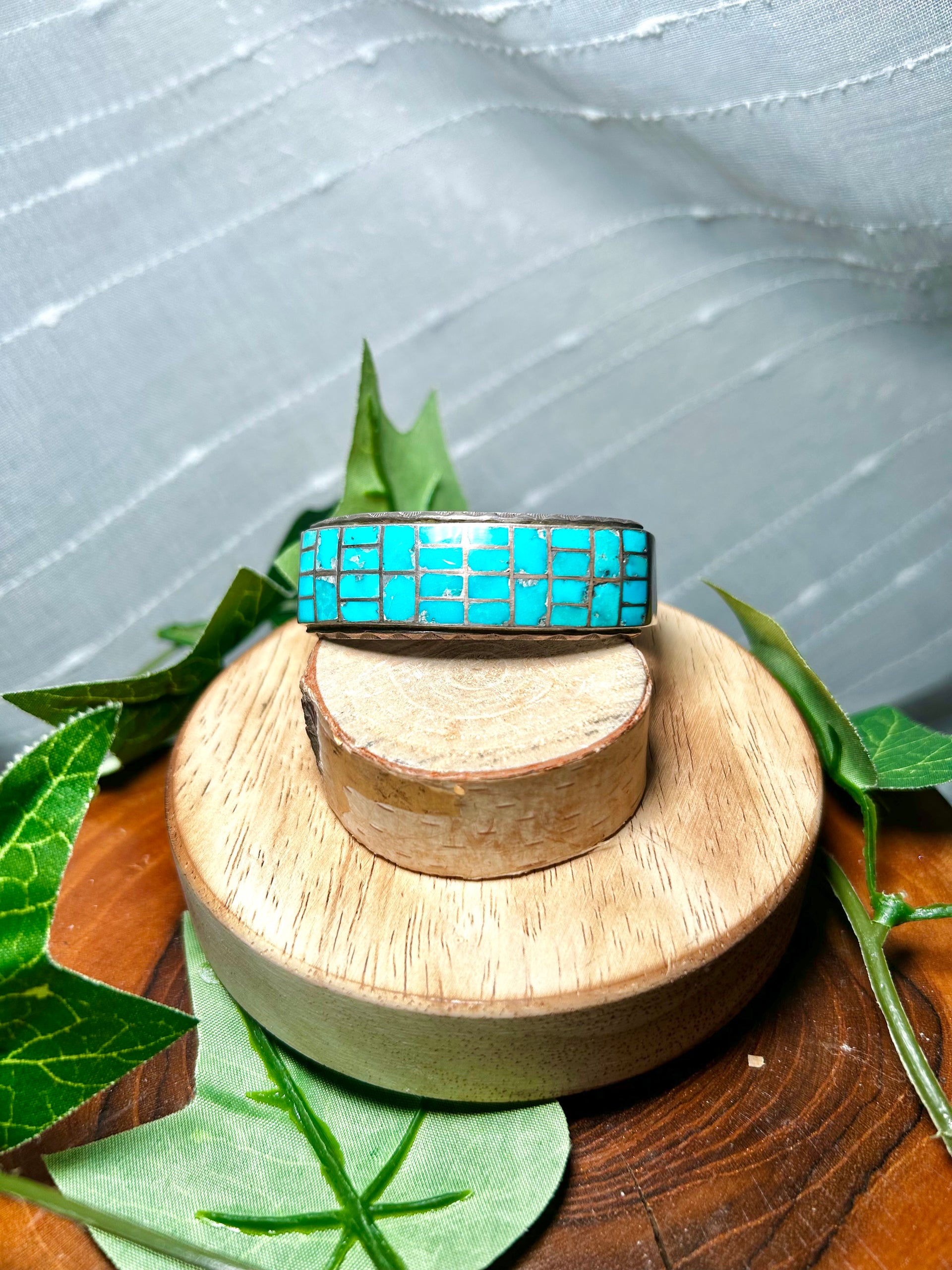 Vintage Navajo Kingman Turquoise & Sterling Silver Cuff Bracelet