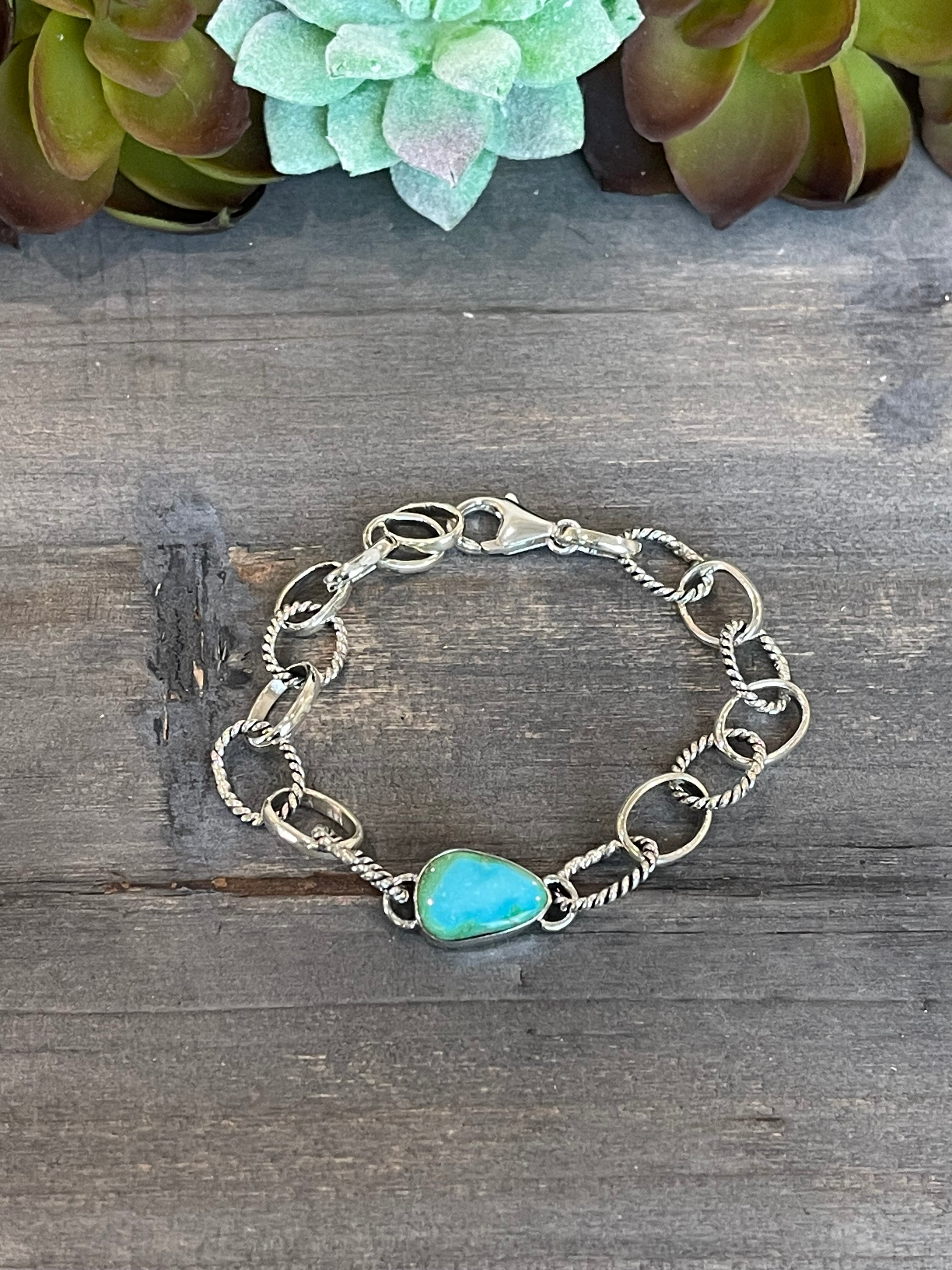 Southwest Handmade Sonoran Mountain Turquoise & Sterling Silver Bracelet