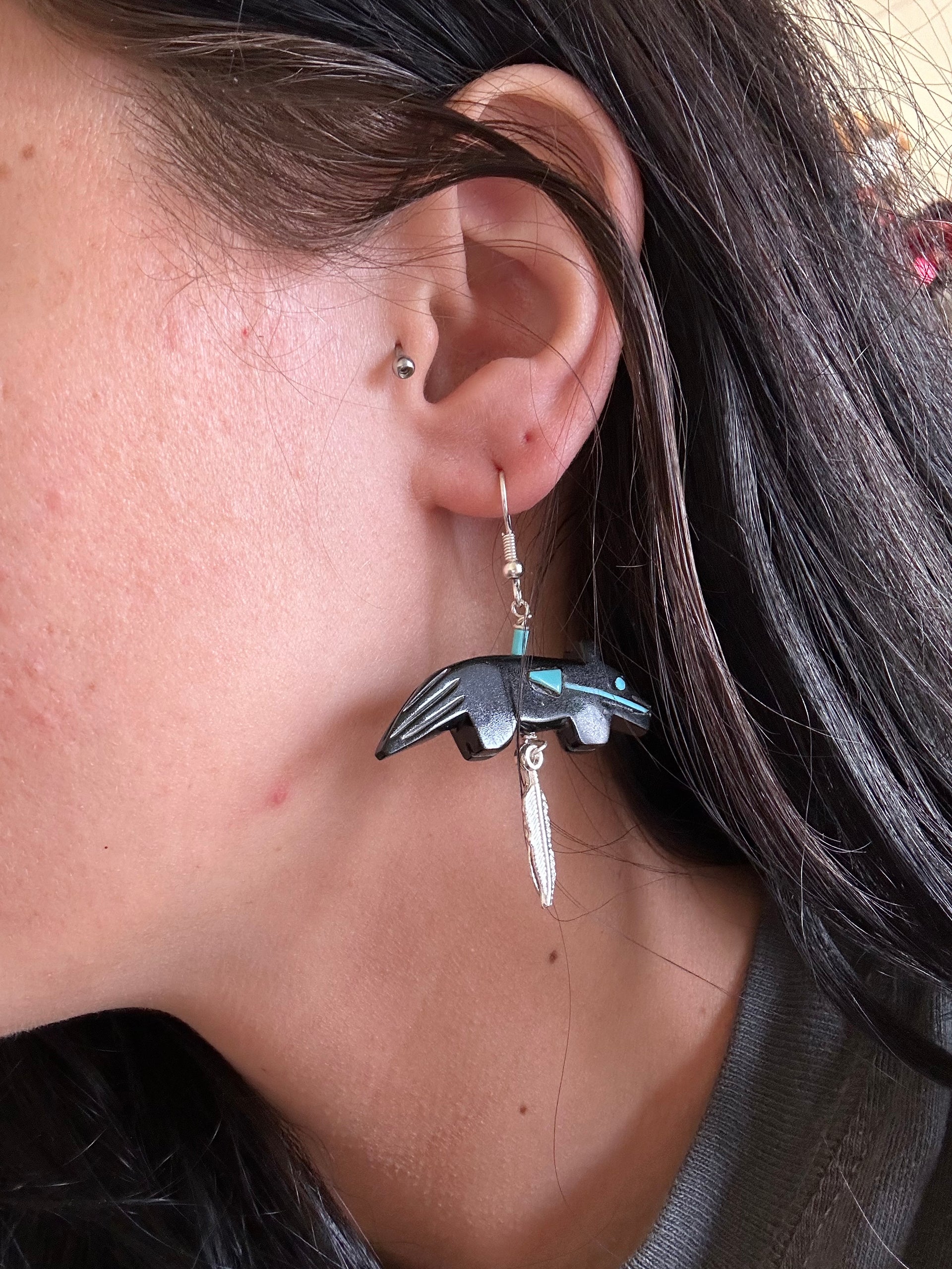 Ben Livingston Multi Stone & Sterling Silver Fetish Earrings