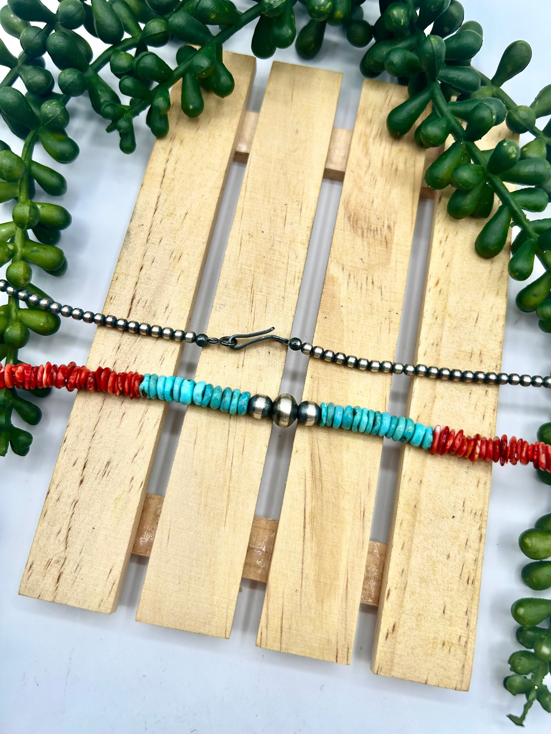 Navajo Made Strung Multi Stone & Sterling Silver Necklace