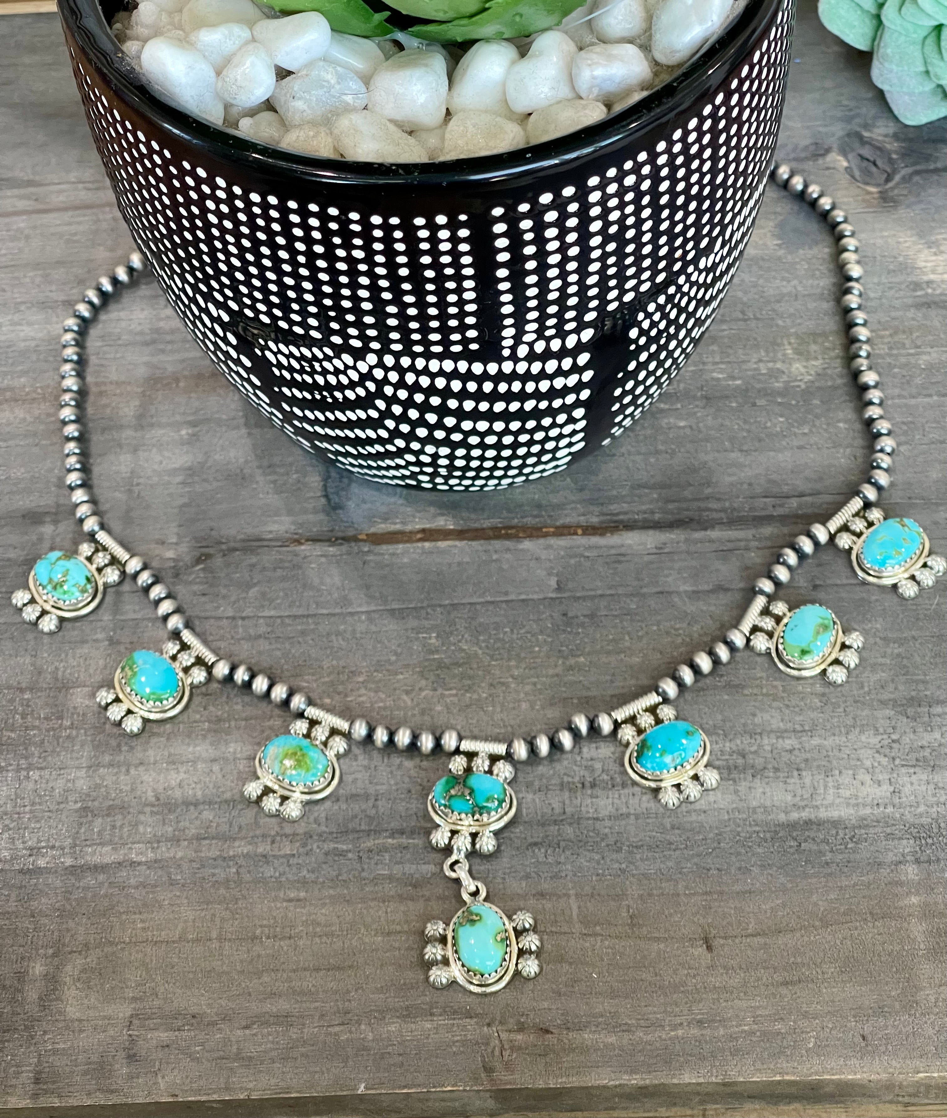 Southwest Handmade Sonoran Mountain Turquoise & Sterling Silver Necklace