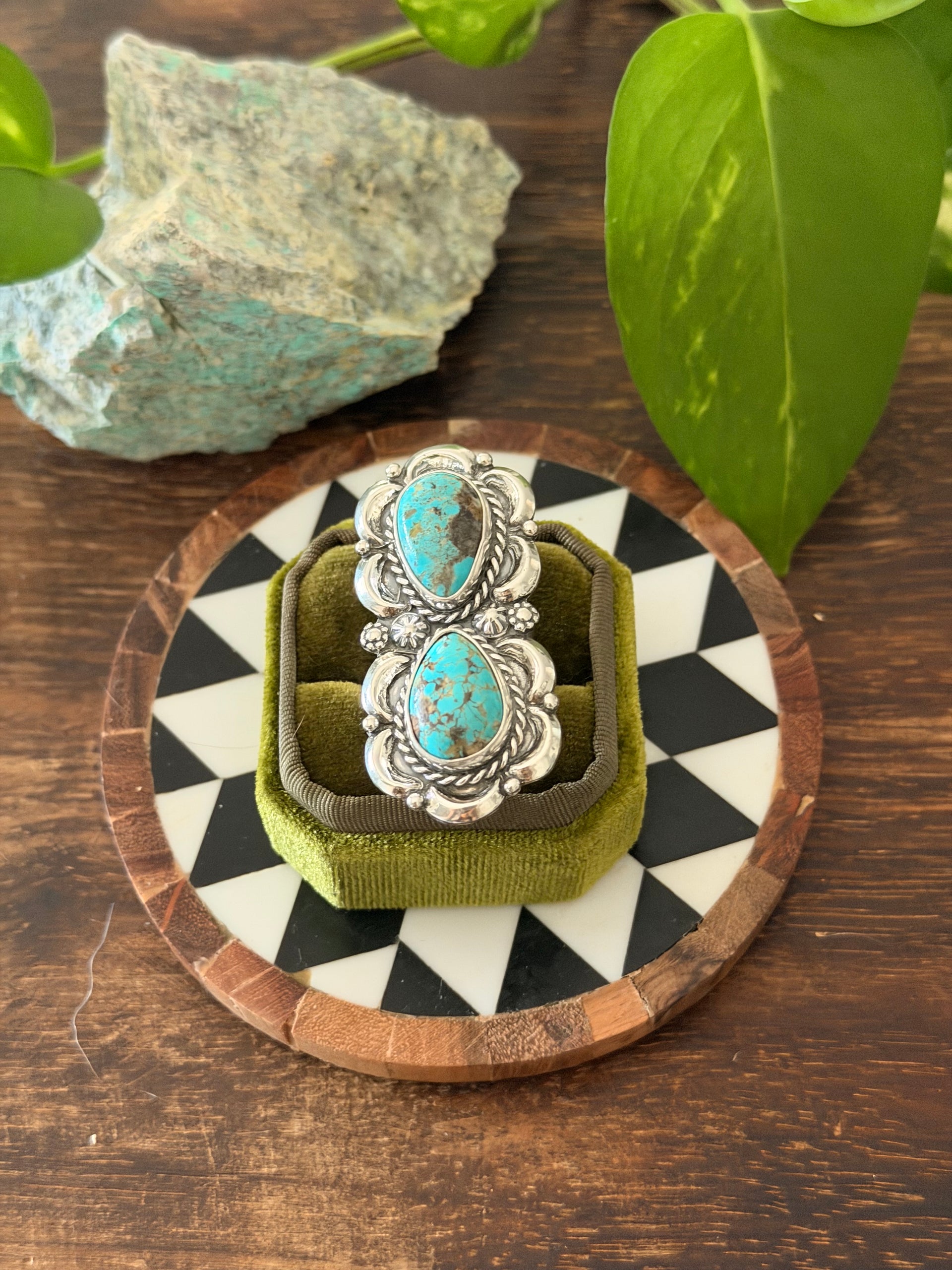 Larry Kaye Red Skin Turquoise & Sterling Silver Adjustable Ring