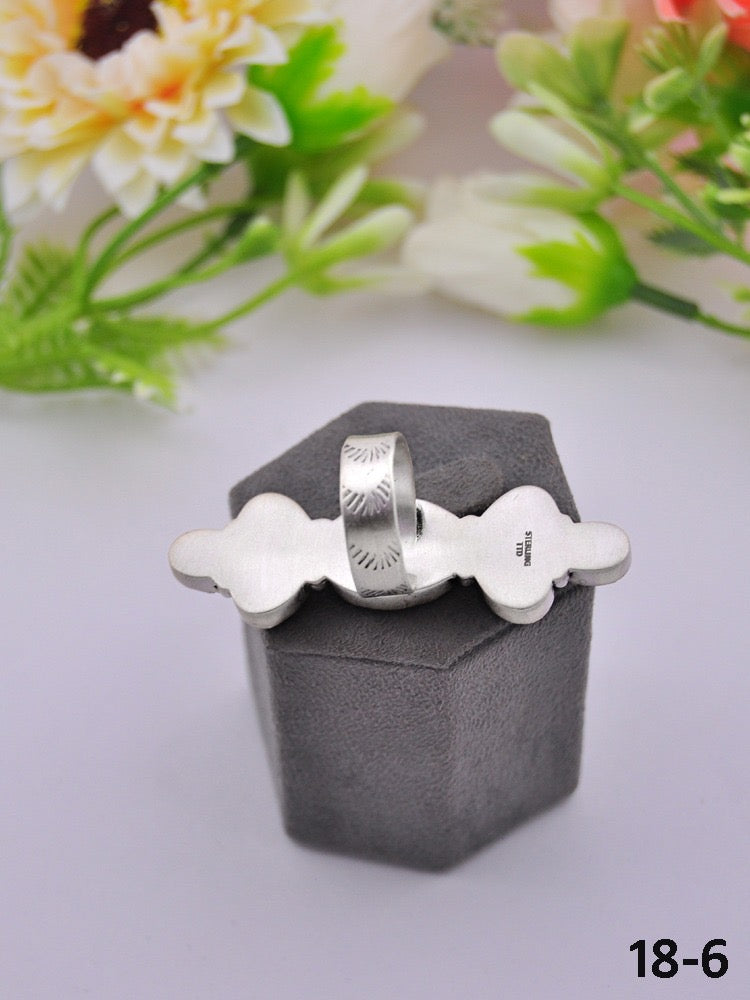 Southwest Made Multi Stone & Sterling Sliver Cluster Adjustable Ring