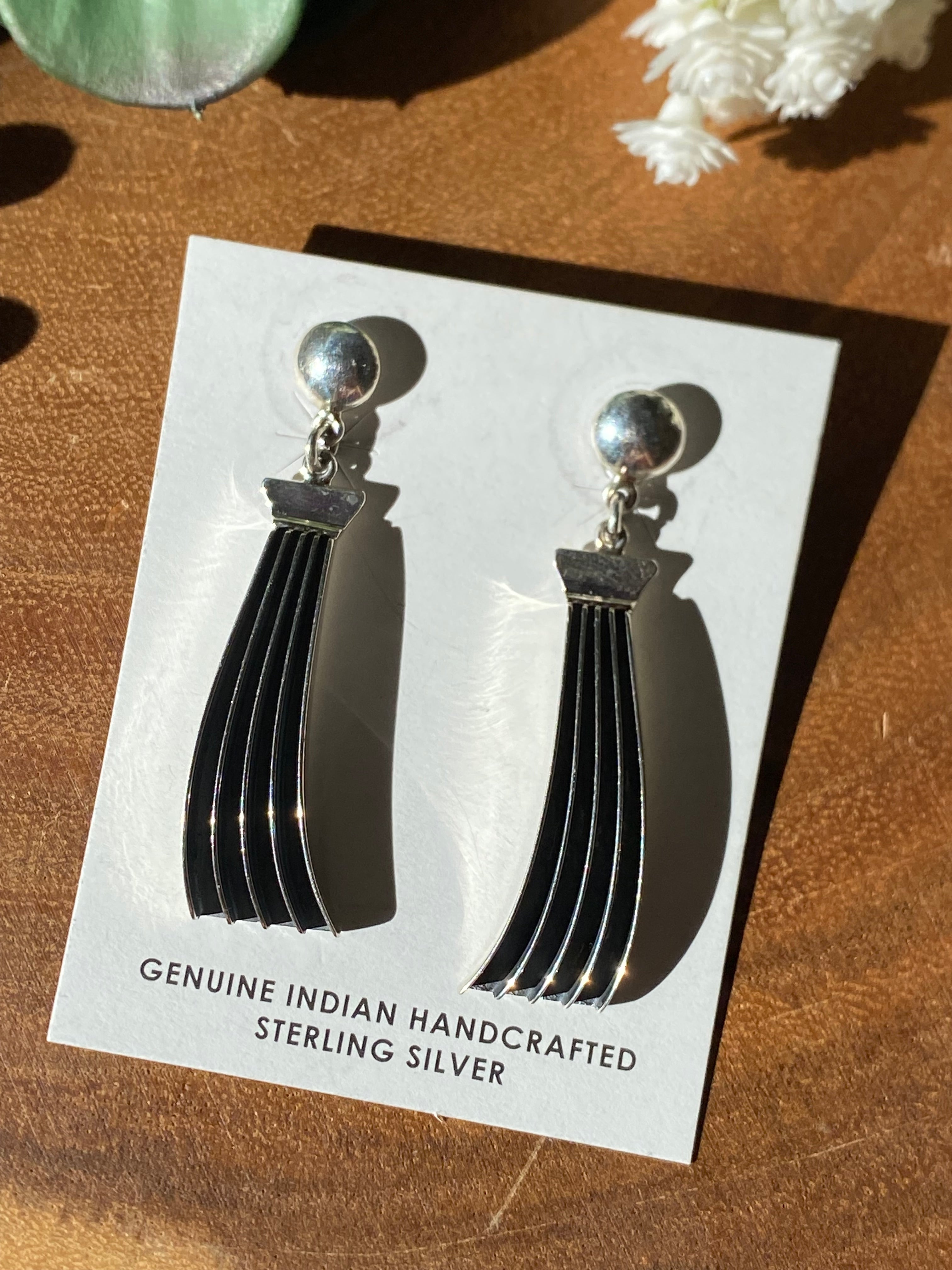 Navajo Made Sterling Silver Post Dangle Earrings