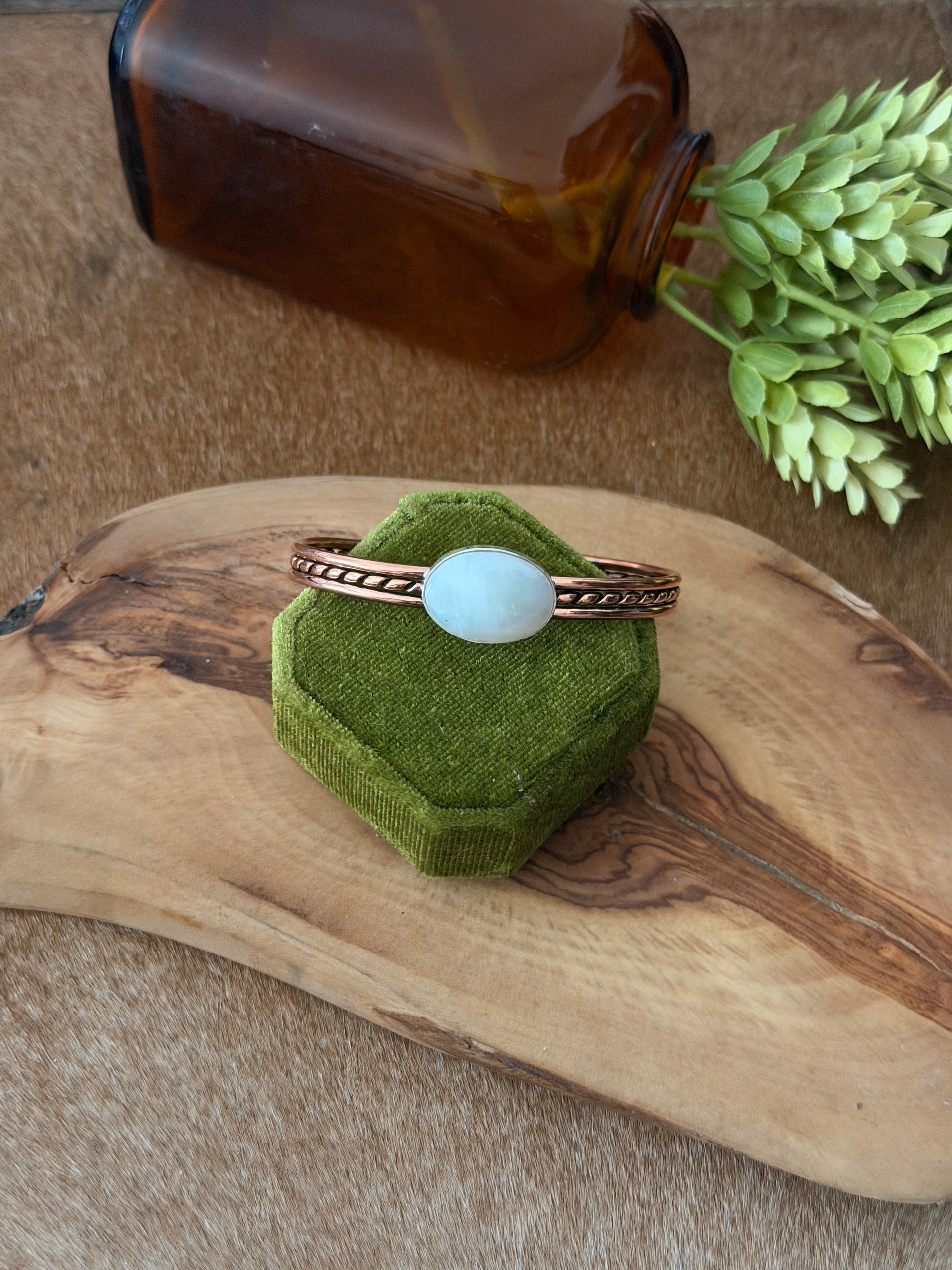 Navajo Made Fresh Water Pearl & Copper Cuff Bracelet