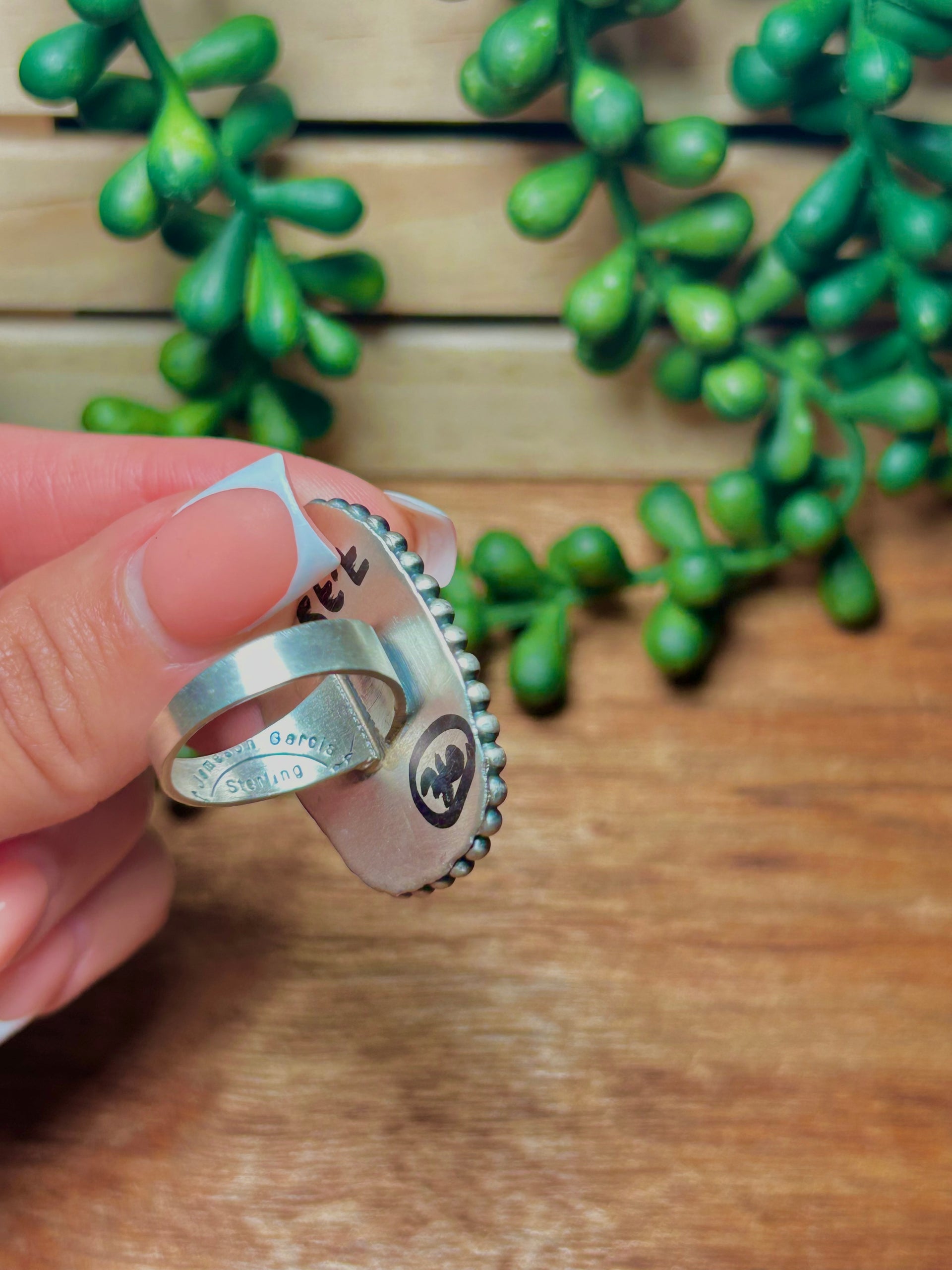 Jameson Garcia Black Jack Turquoise & Sterling Silver Ring Size 7.75