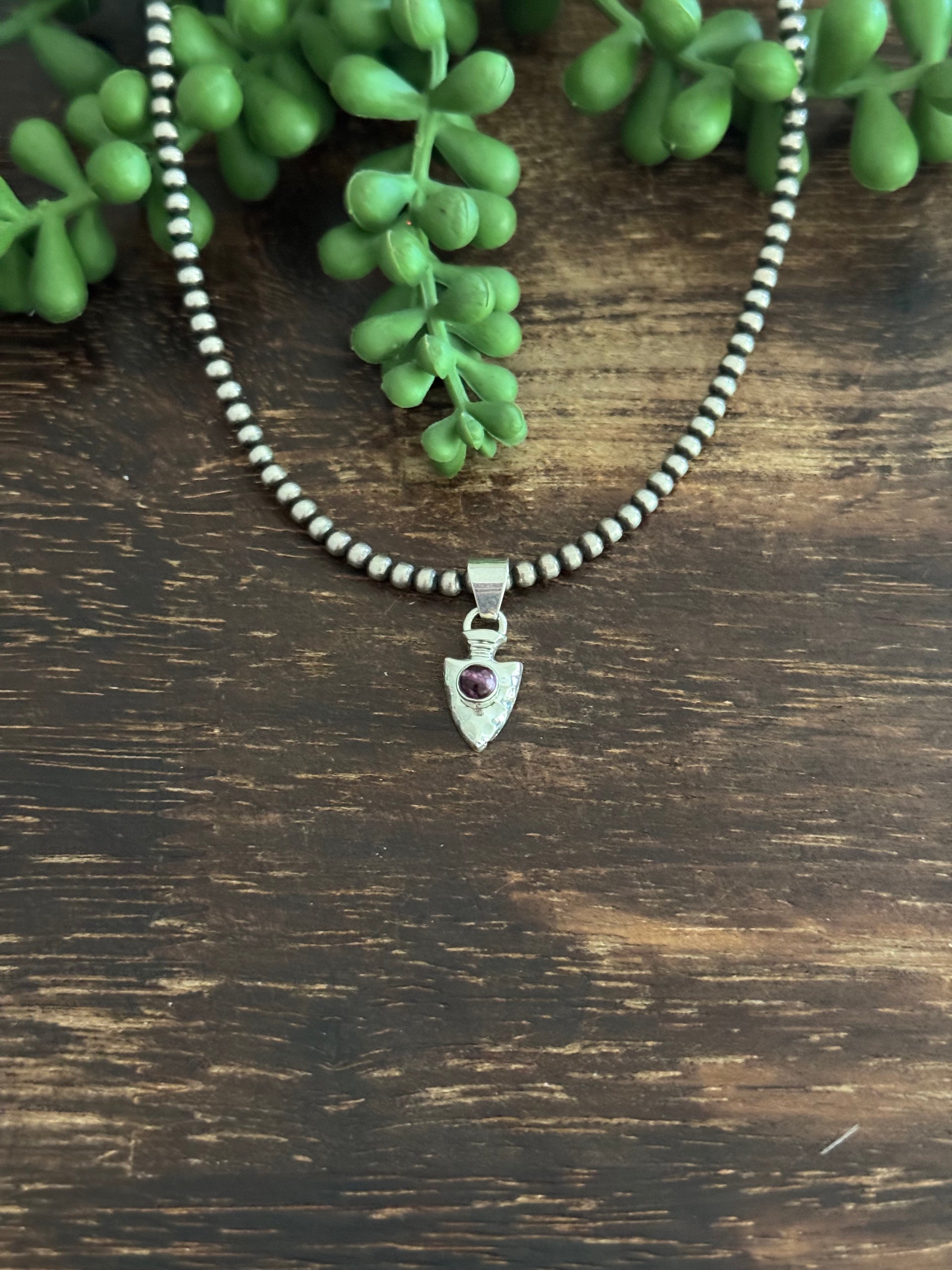 Navajo Made Purple Spiny Oyster & Sterling Silver Pendant