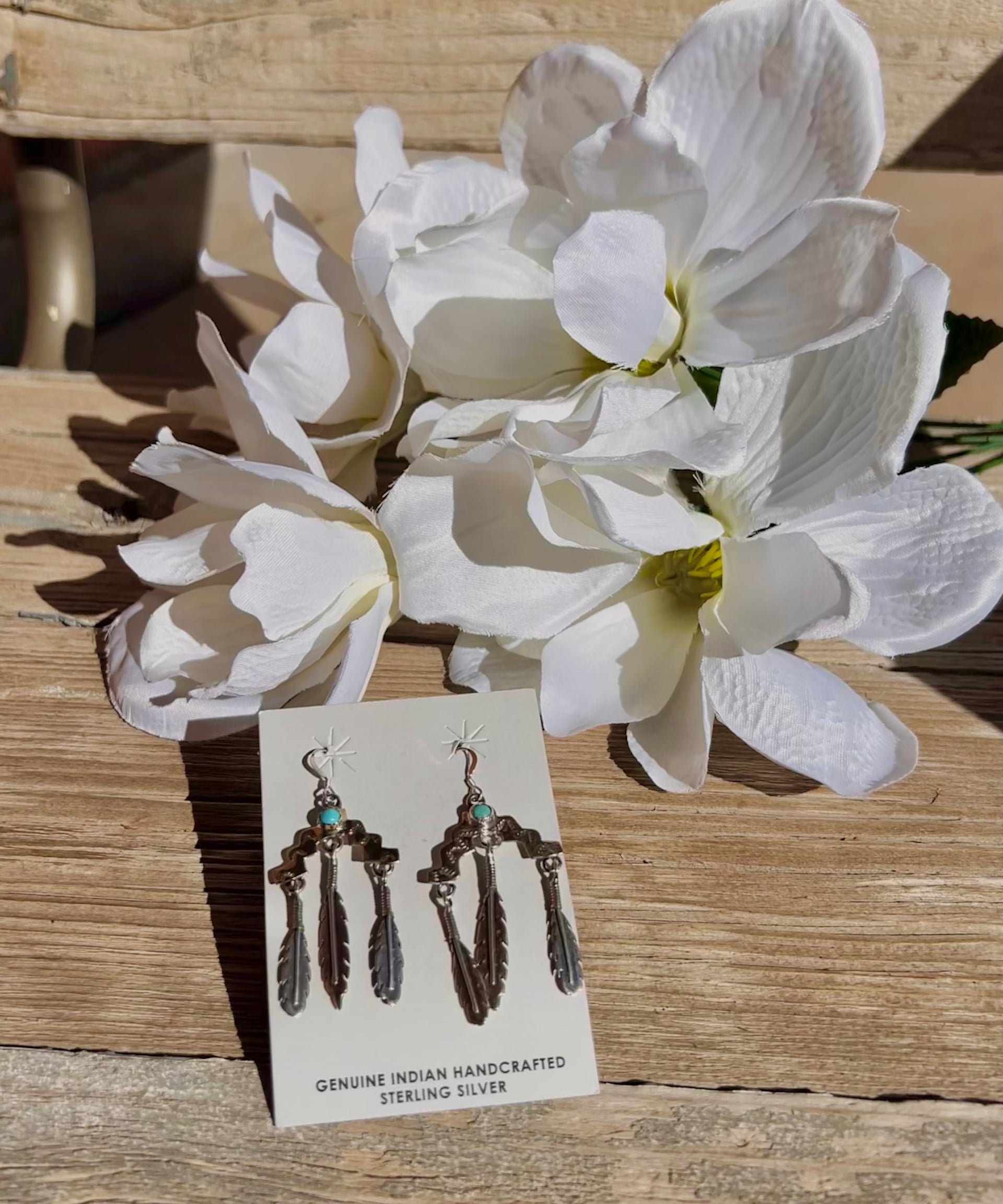 Navajo Made Kingman Turquoise & Sterling Silver Dangle Earrings