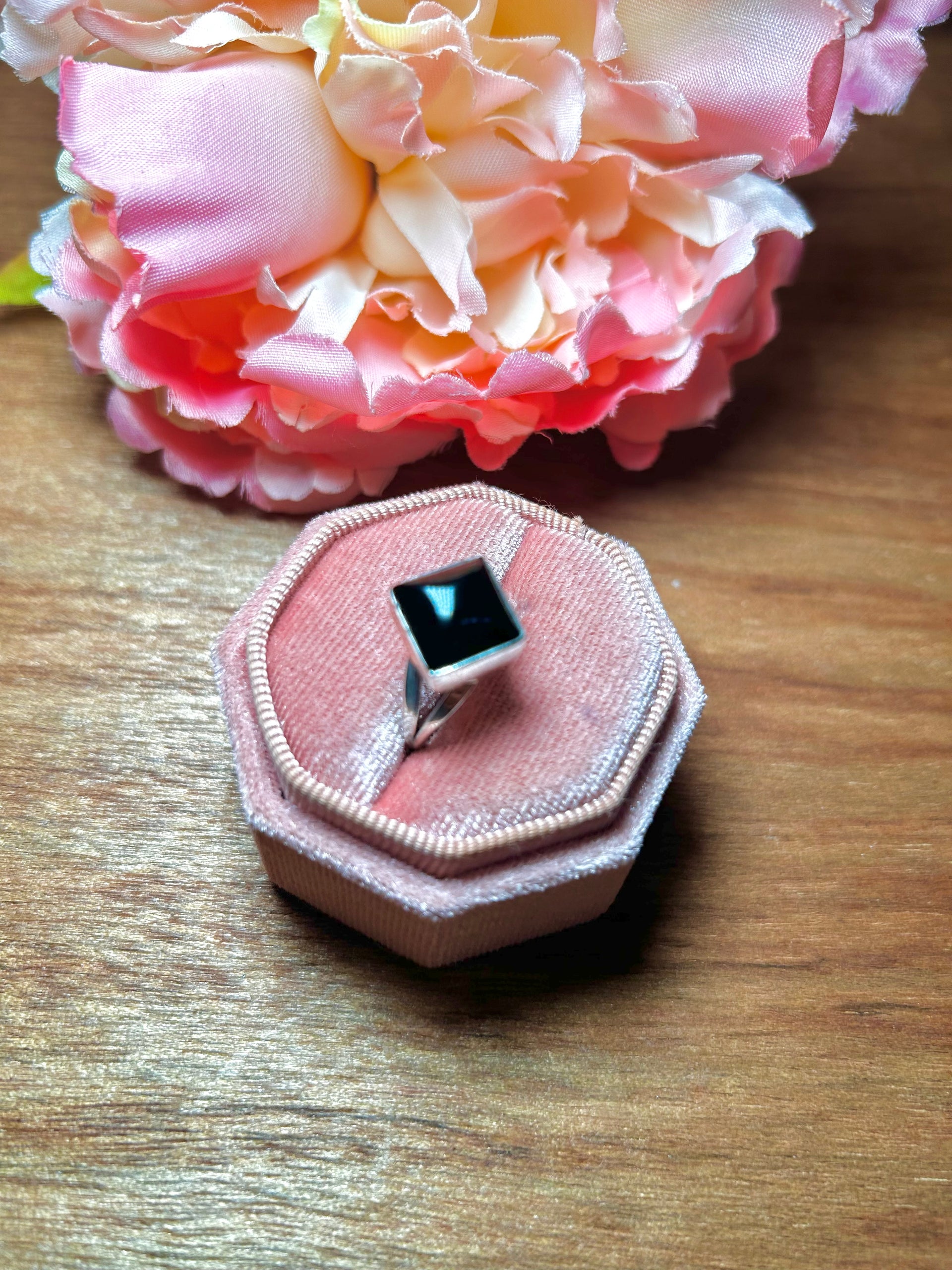 Navajo Made Onyx & Sterling Silver Ring