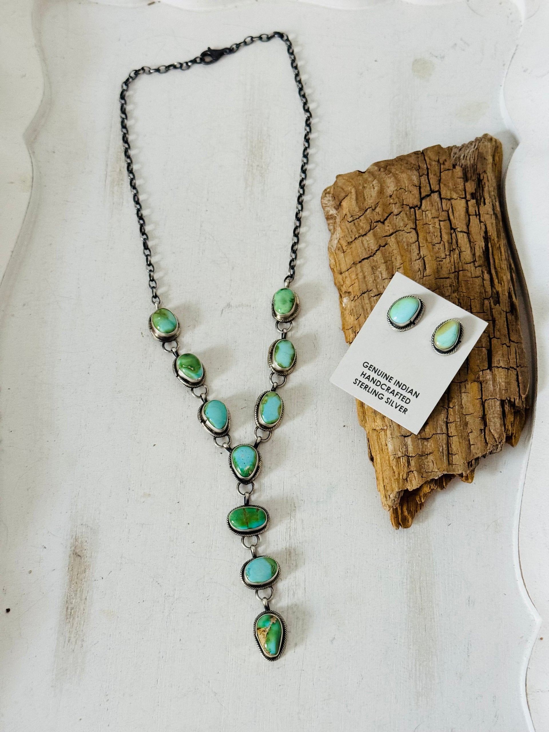 Betta Lee Sonoran Mountain Turquoise & Sterling Silver Lariat Necklace Set