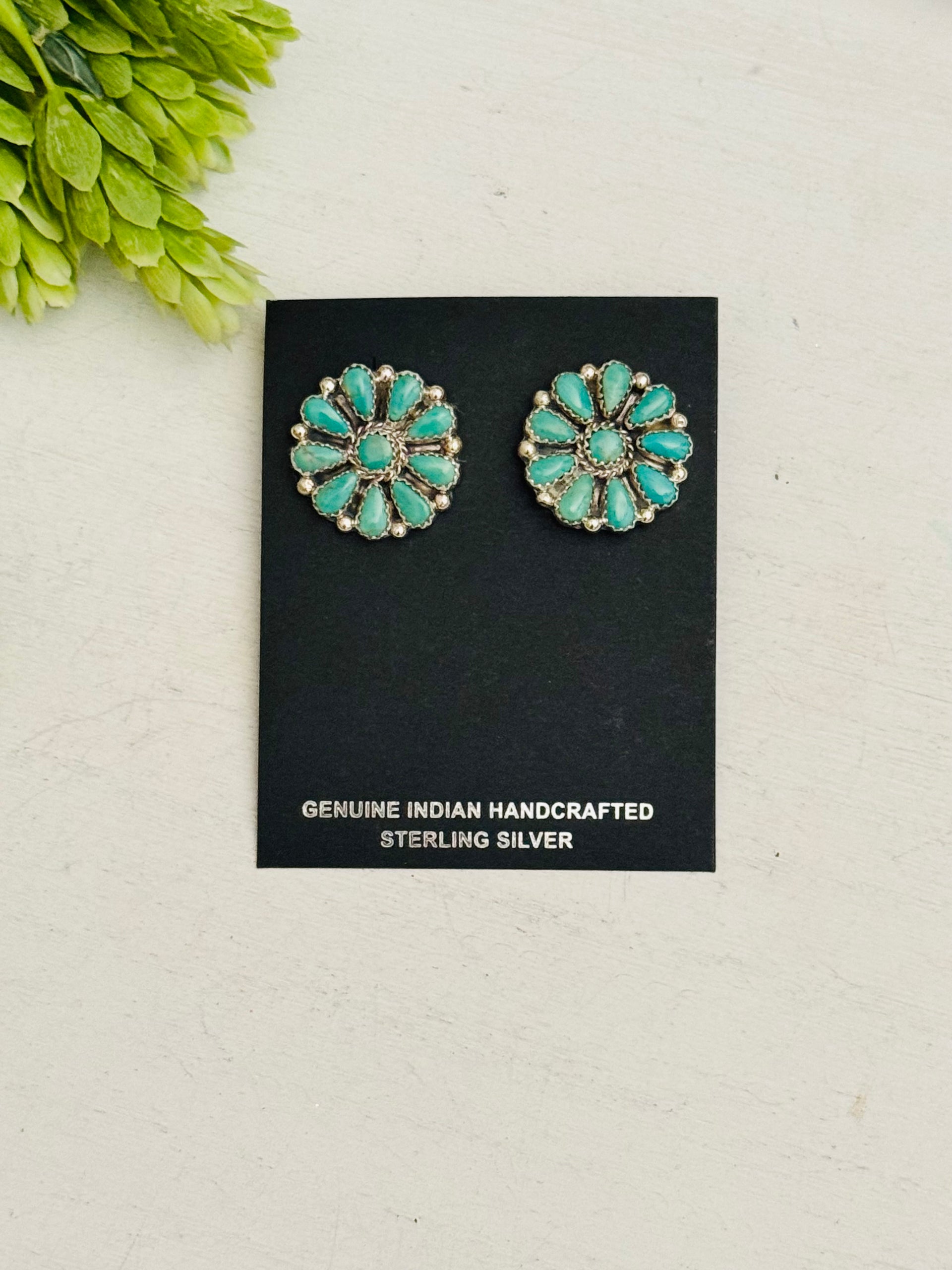 Alicia Wilson Kingman Turquoise & Sterling Silver Post Cluster Earrings