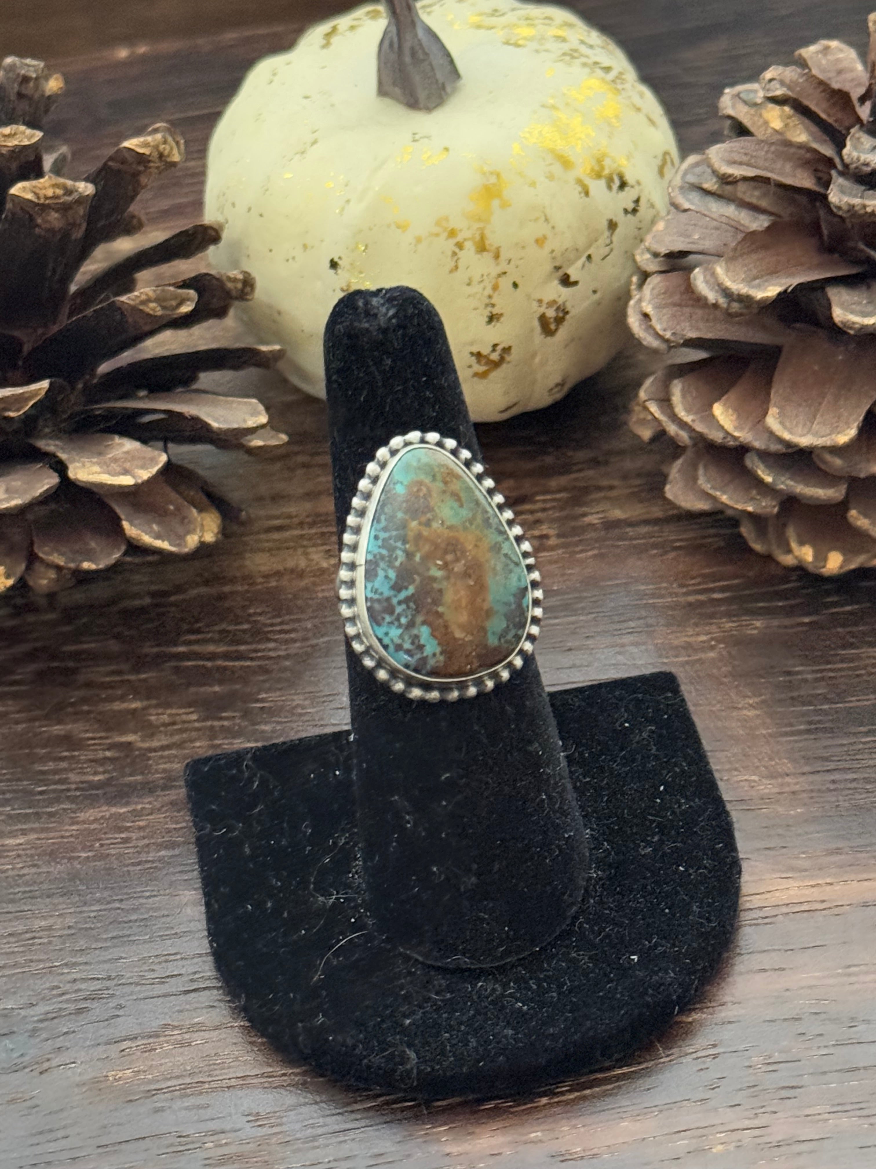 Navajo Made Red Skin Turquoise & Sterling Silver Ring Size 6.75