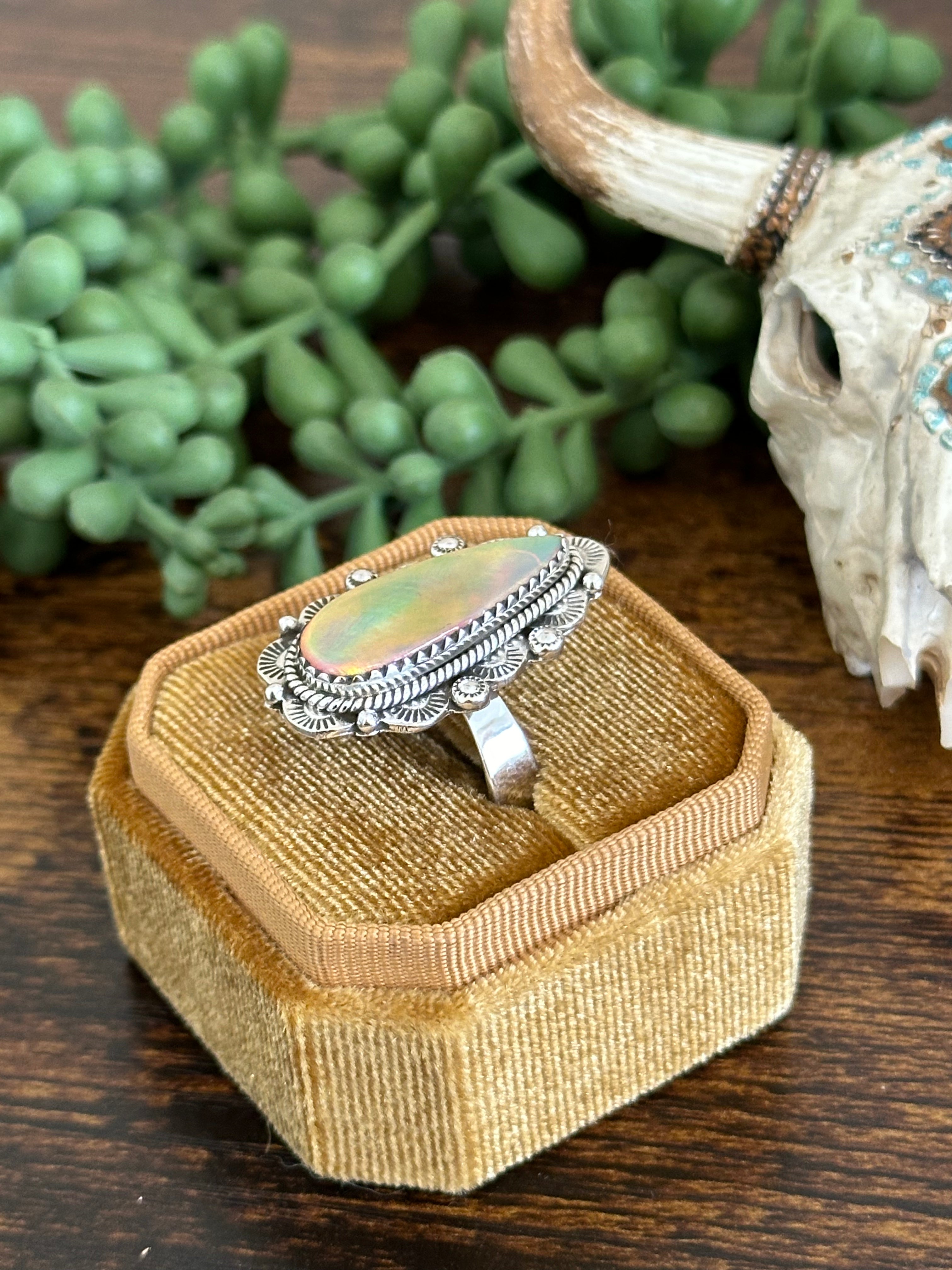 Southwest Handmade Opal & Sterling Silver Adjustable Ring