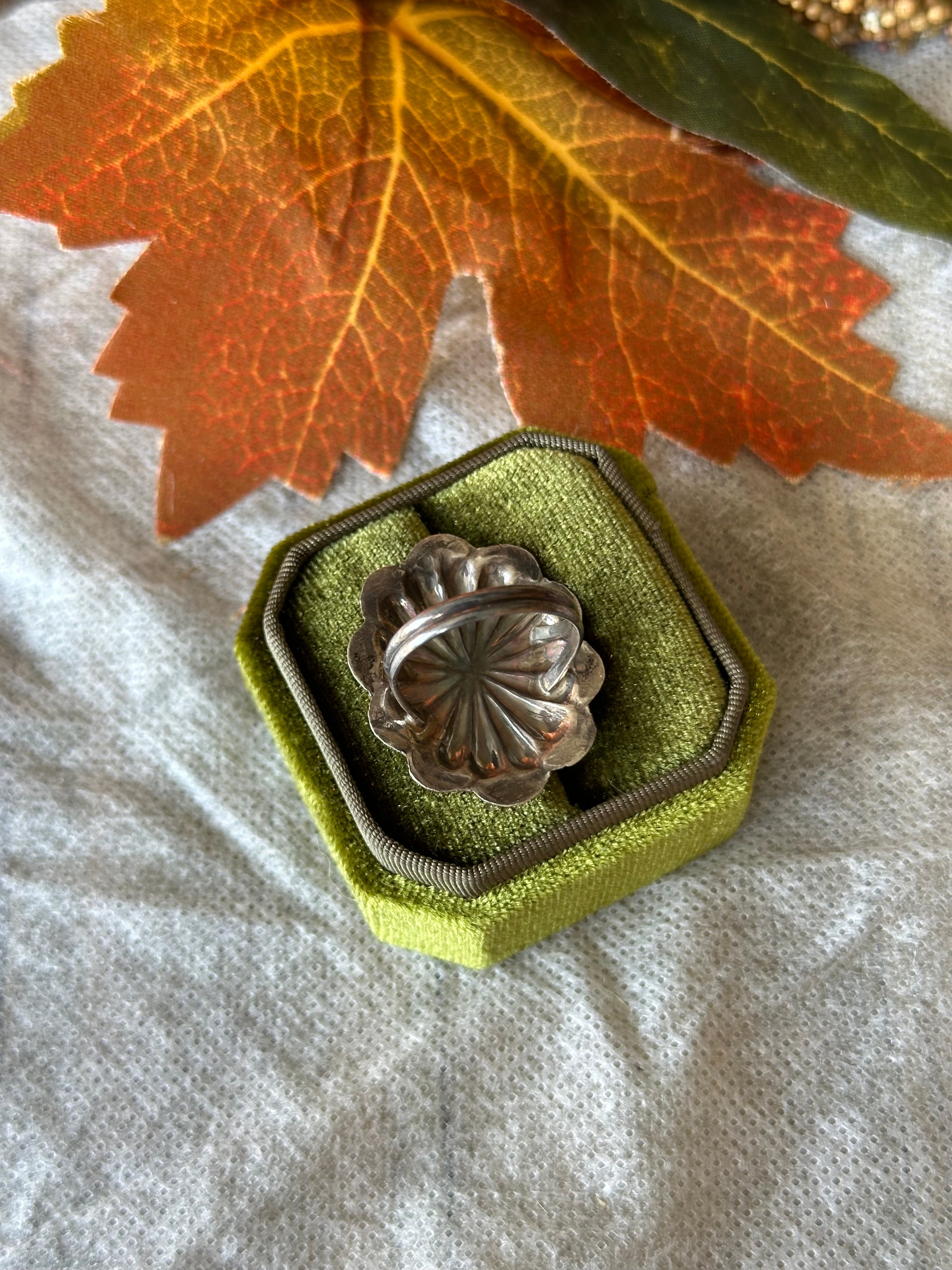 Navajo Made Spiny Oyster & Sterling Silver Concho Rings