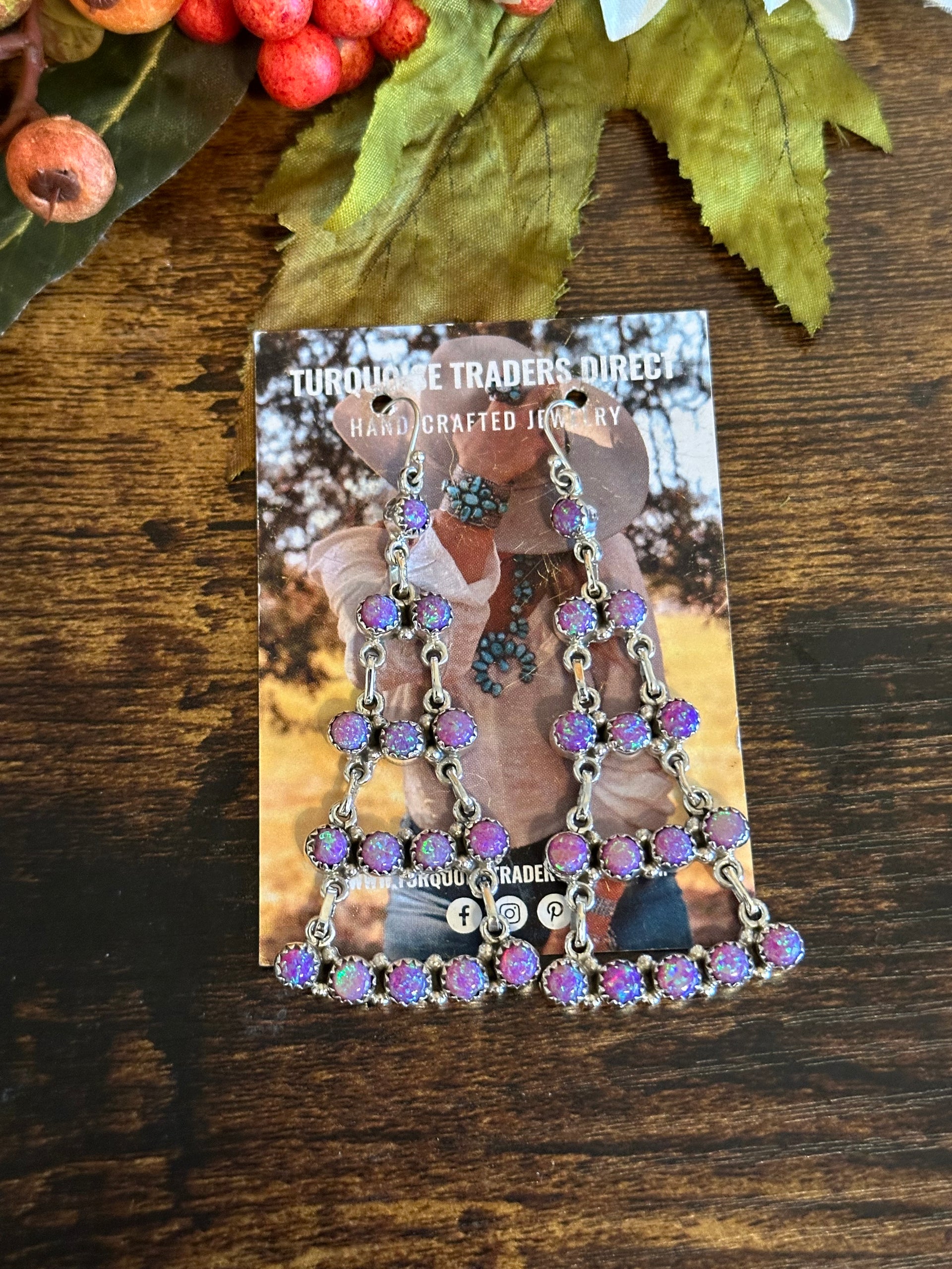 Southwest Handmade Opal & Sterling Silver Dangle Cluster Earrings