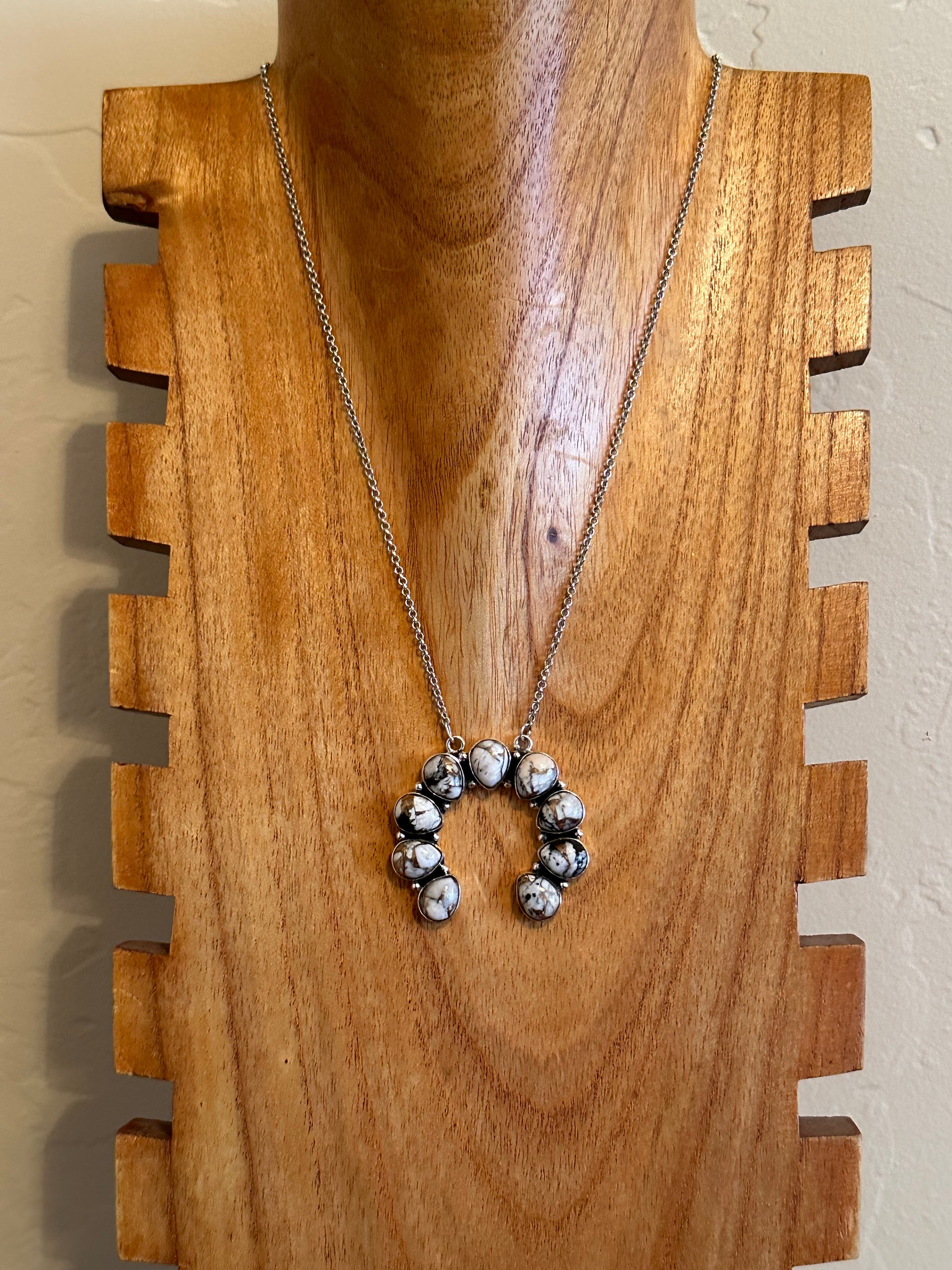 Southwest Made Mohave White Buffalo & Sterling Silver Necklace