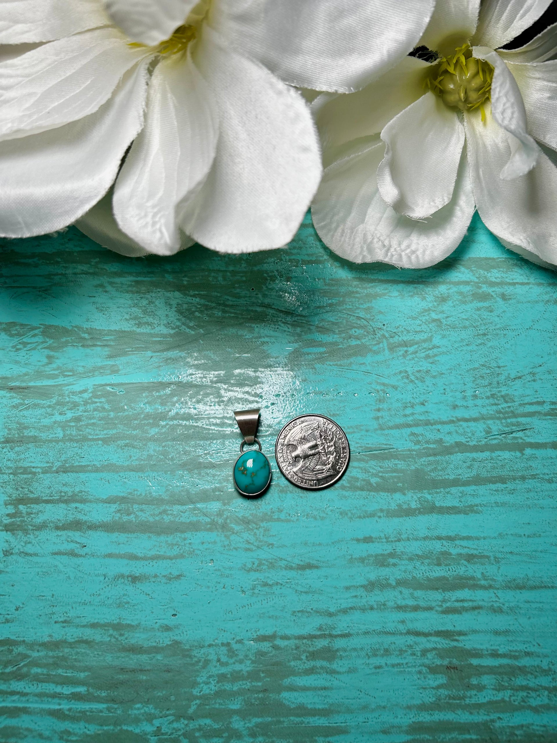 Navajo Made Royston Turquoise  & Sterling Silver Pendant