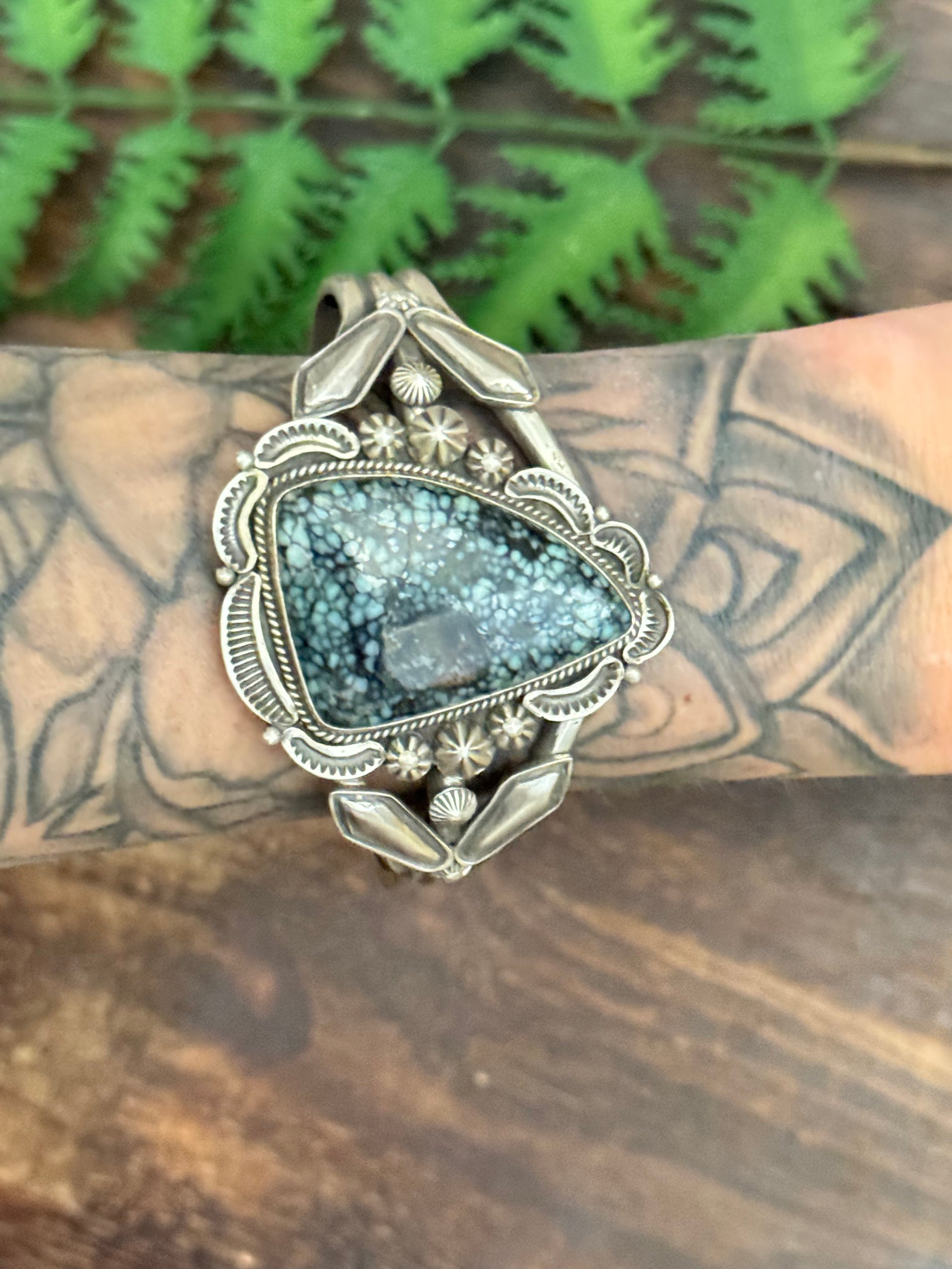 Roland Tom New Lander Variscite & Sterling Silver Cuff Bracelet