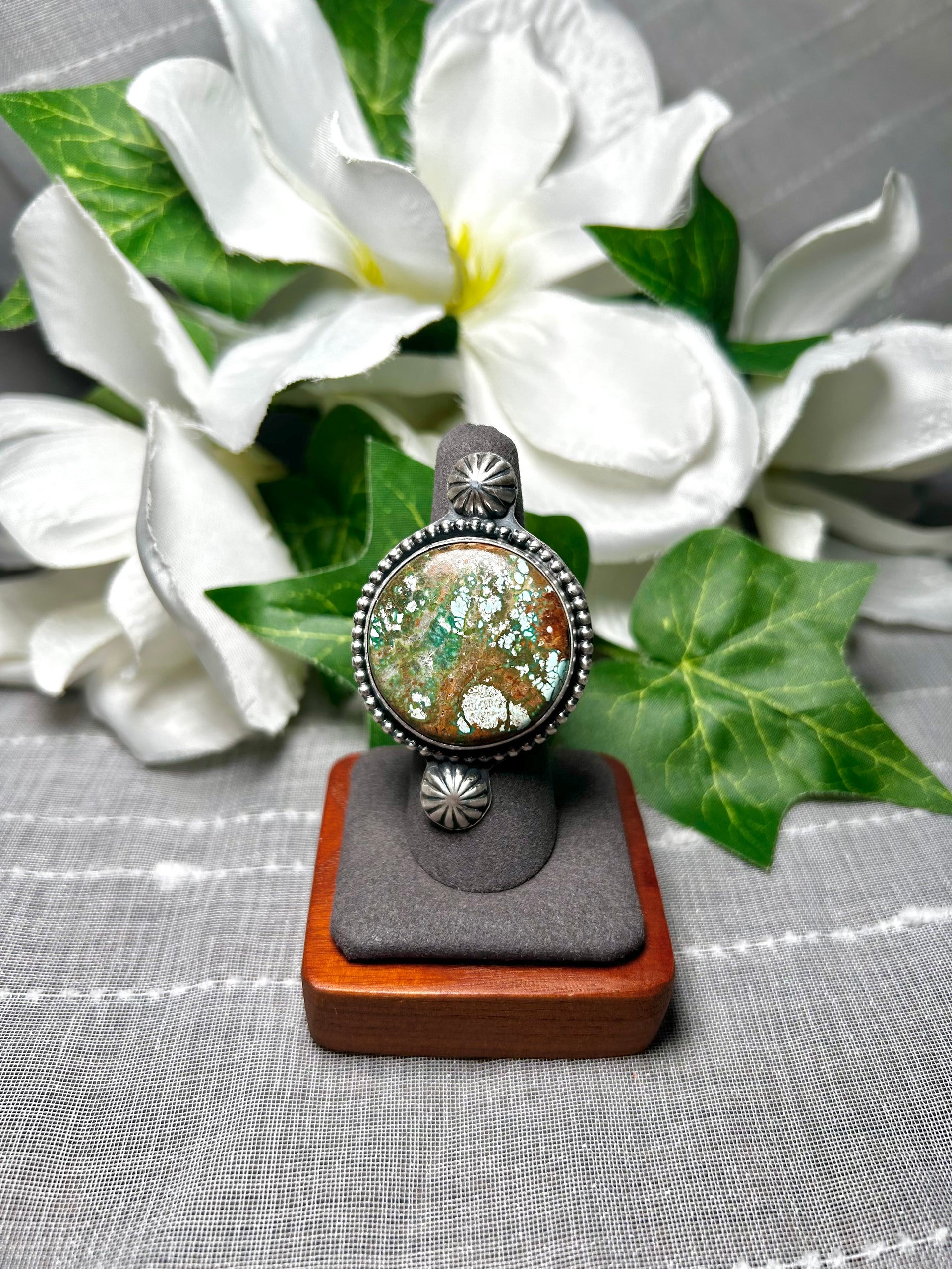 Navajo Made Carico Lake Turquoise & Sterling Silver Ring Size 7