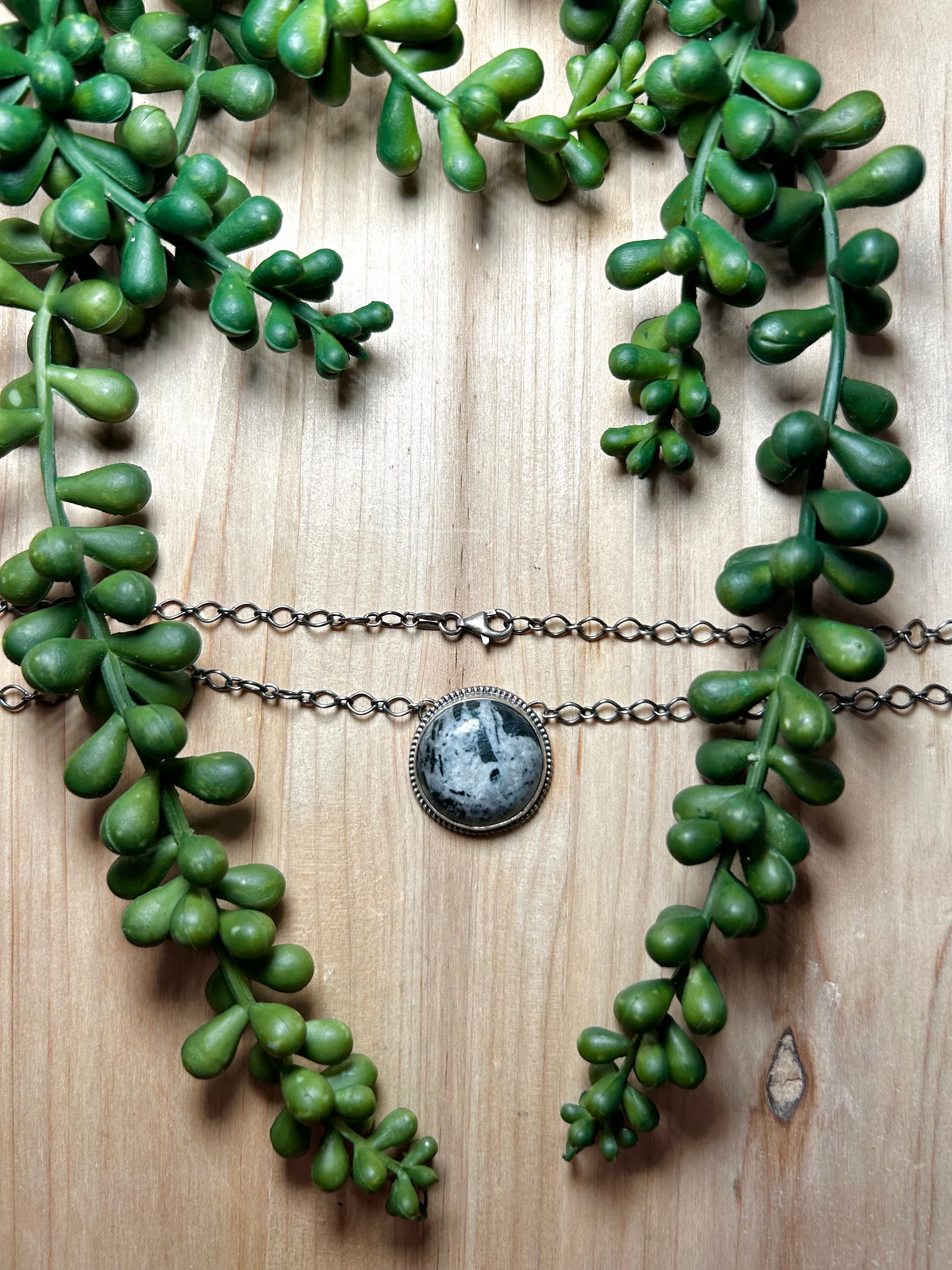 Navajo Made White Buffalo & Sterling Silver Necklace