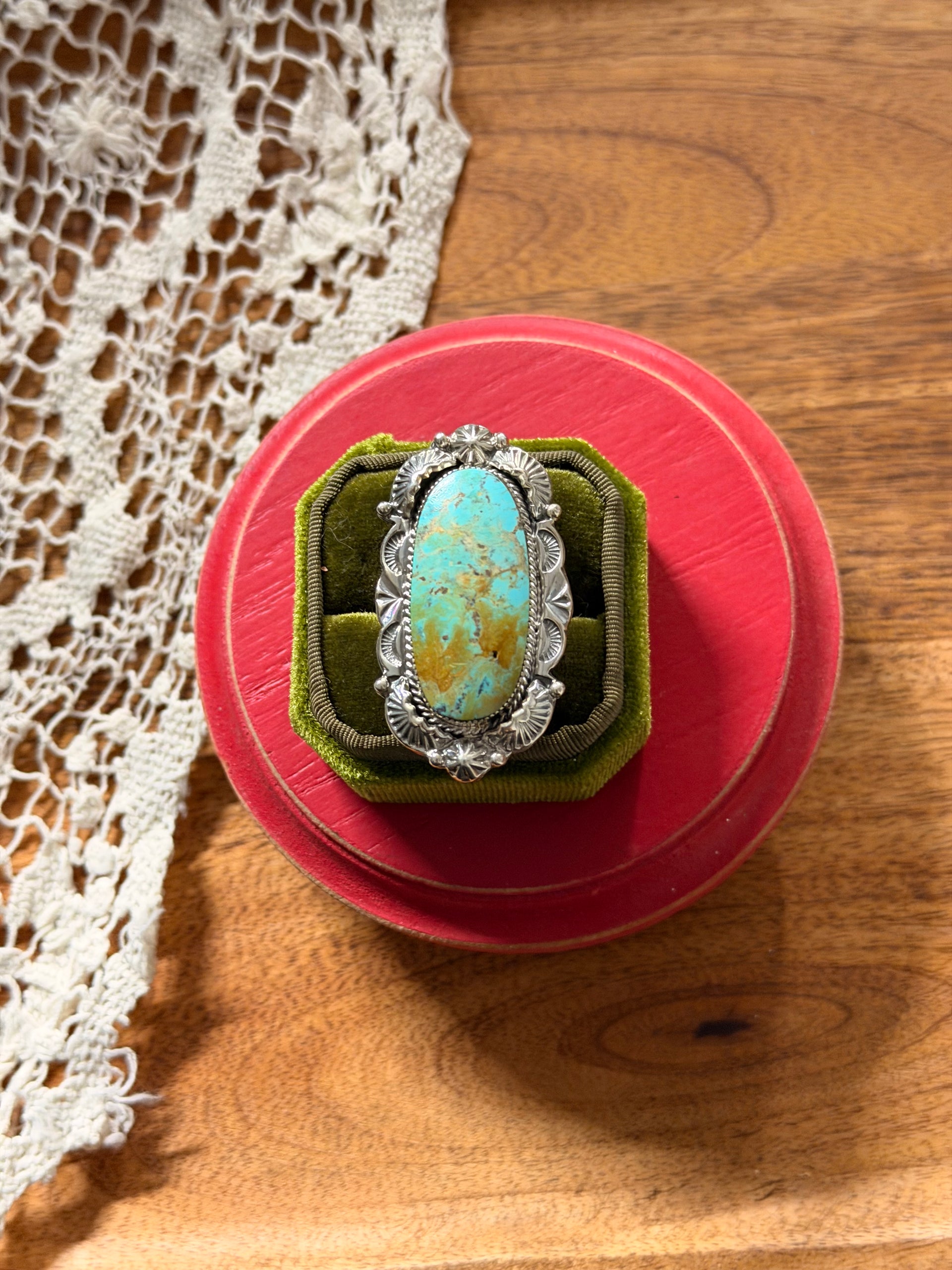 Emerson Degarito Kingman Turquoise & Sterling Silver Ring Size 8.5