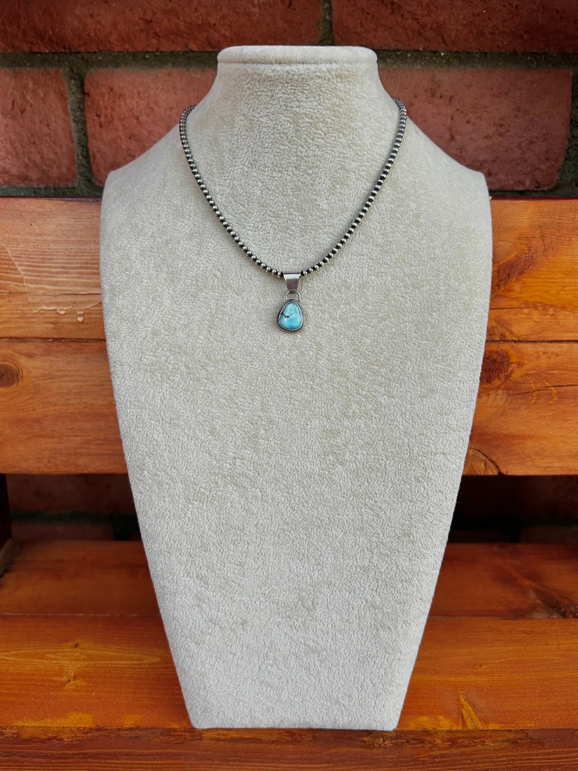 Navajo Made Golden Hill’s Turquoise & Sterling Silver Pendant