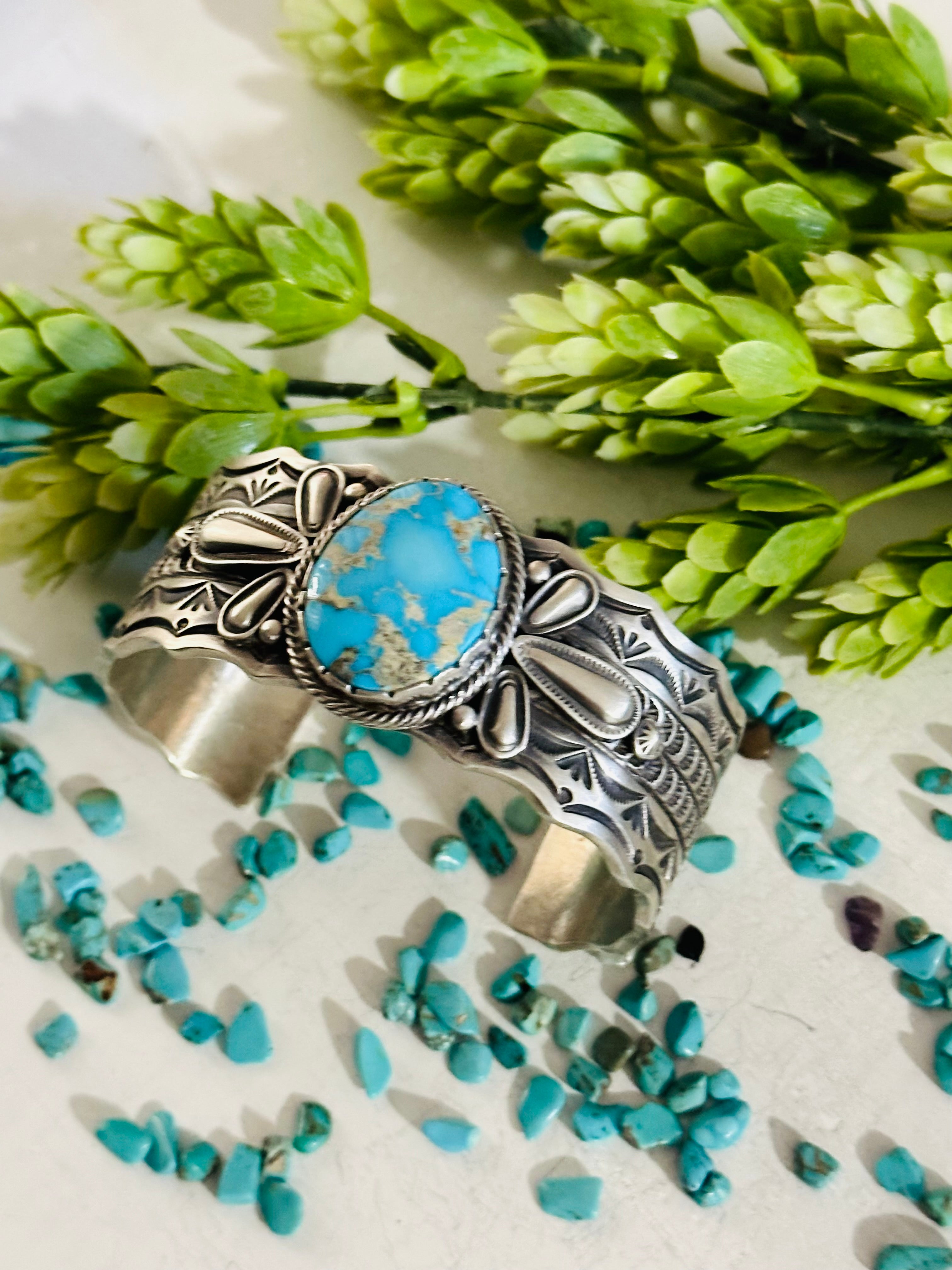 Shelia Tso Valley Blue Turquoise & Sterling Silver Cuff Bracelet