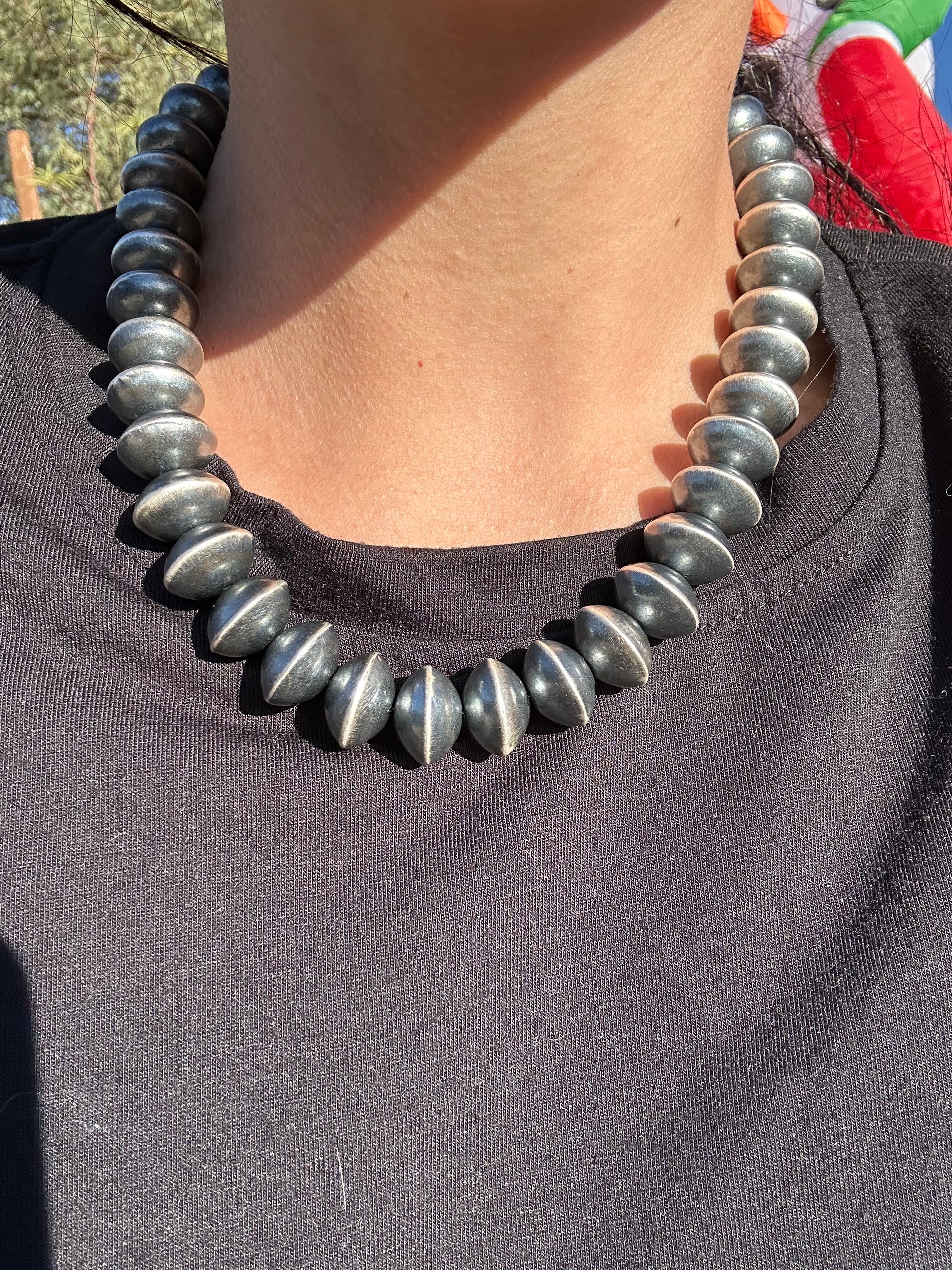 Southwest Made Sterling Silver 16 mm 16 inch Pearl Necklace