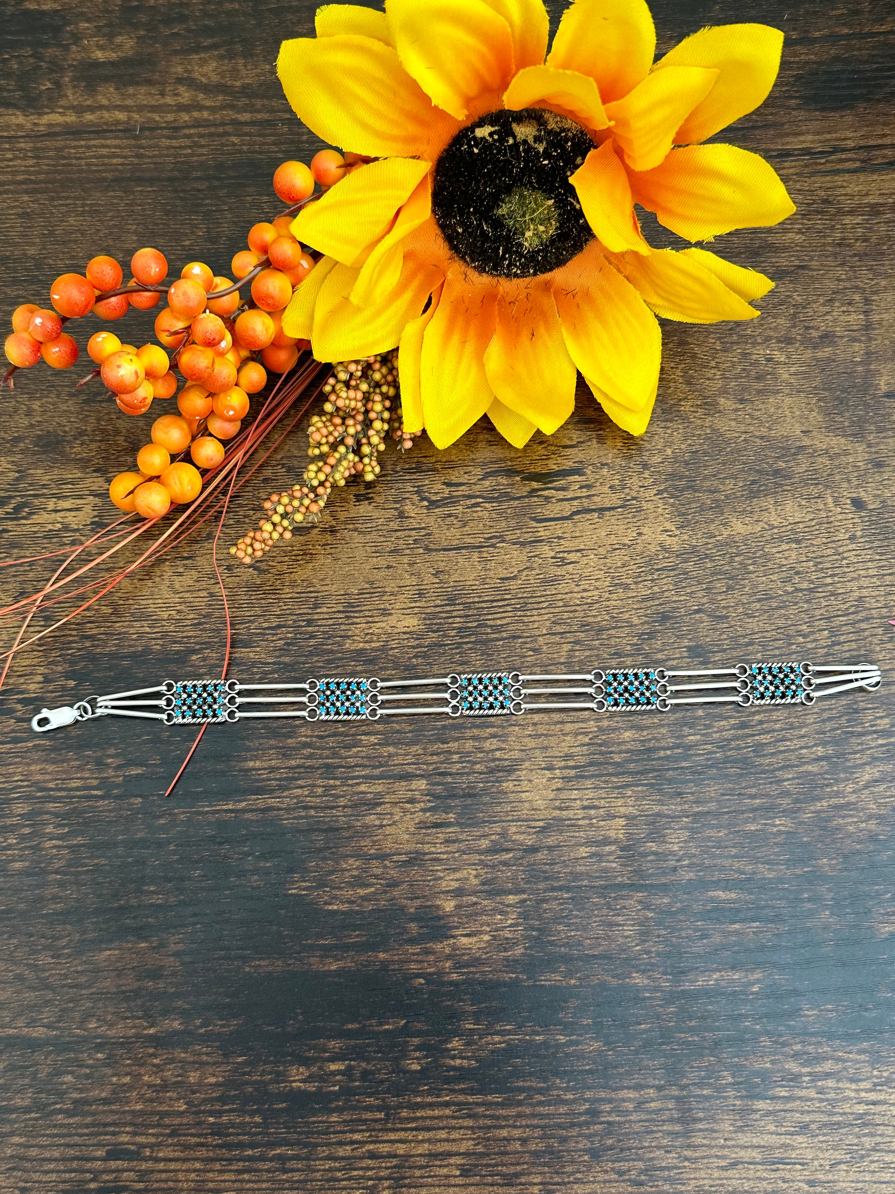 Zuni Made Turquoise & Sterling Silver Bracelet