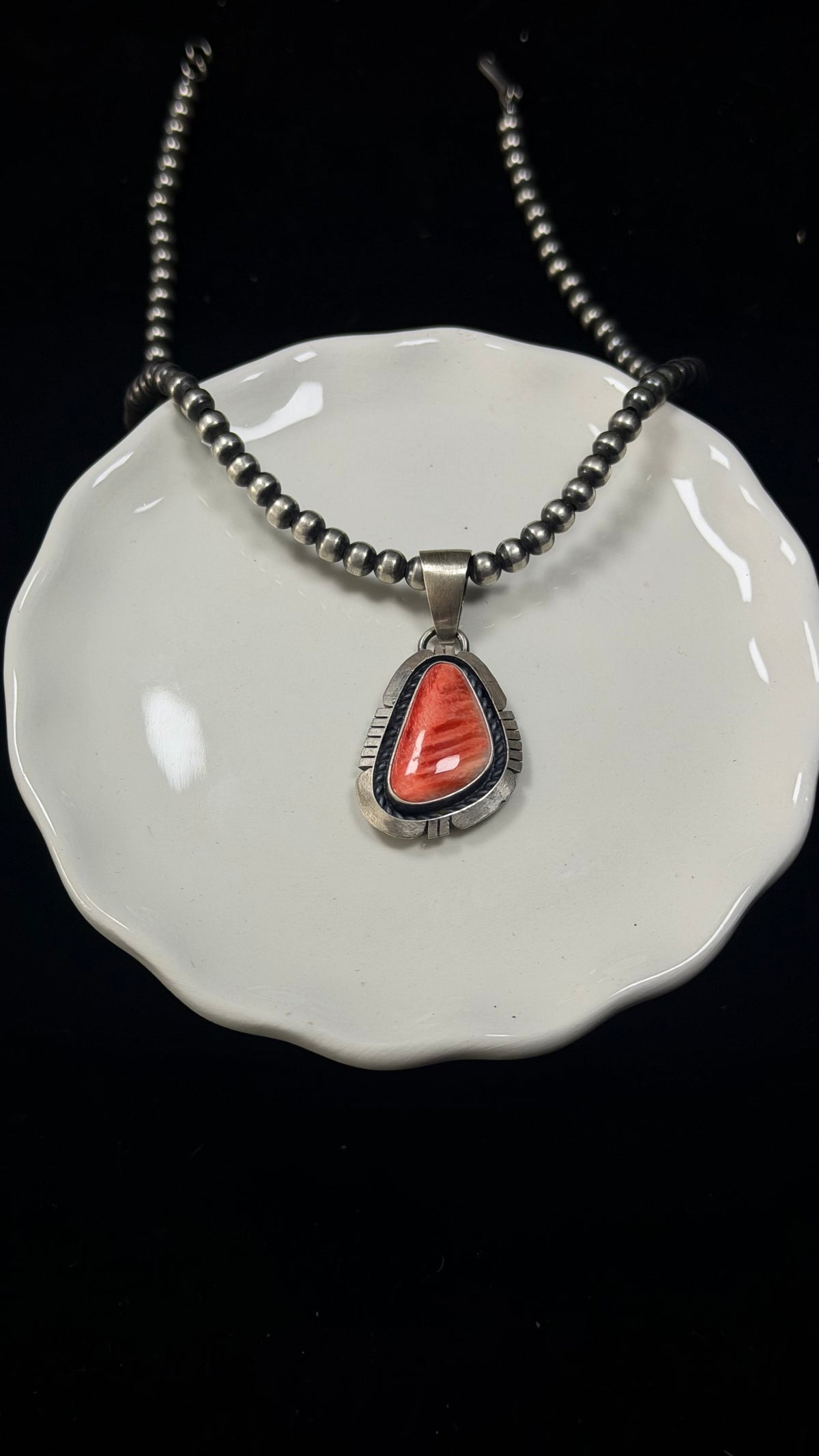 Navajo Made Spiny Oys & Sterling Silver Pendant