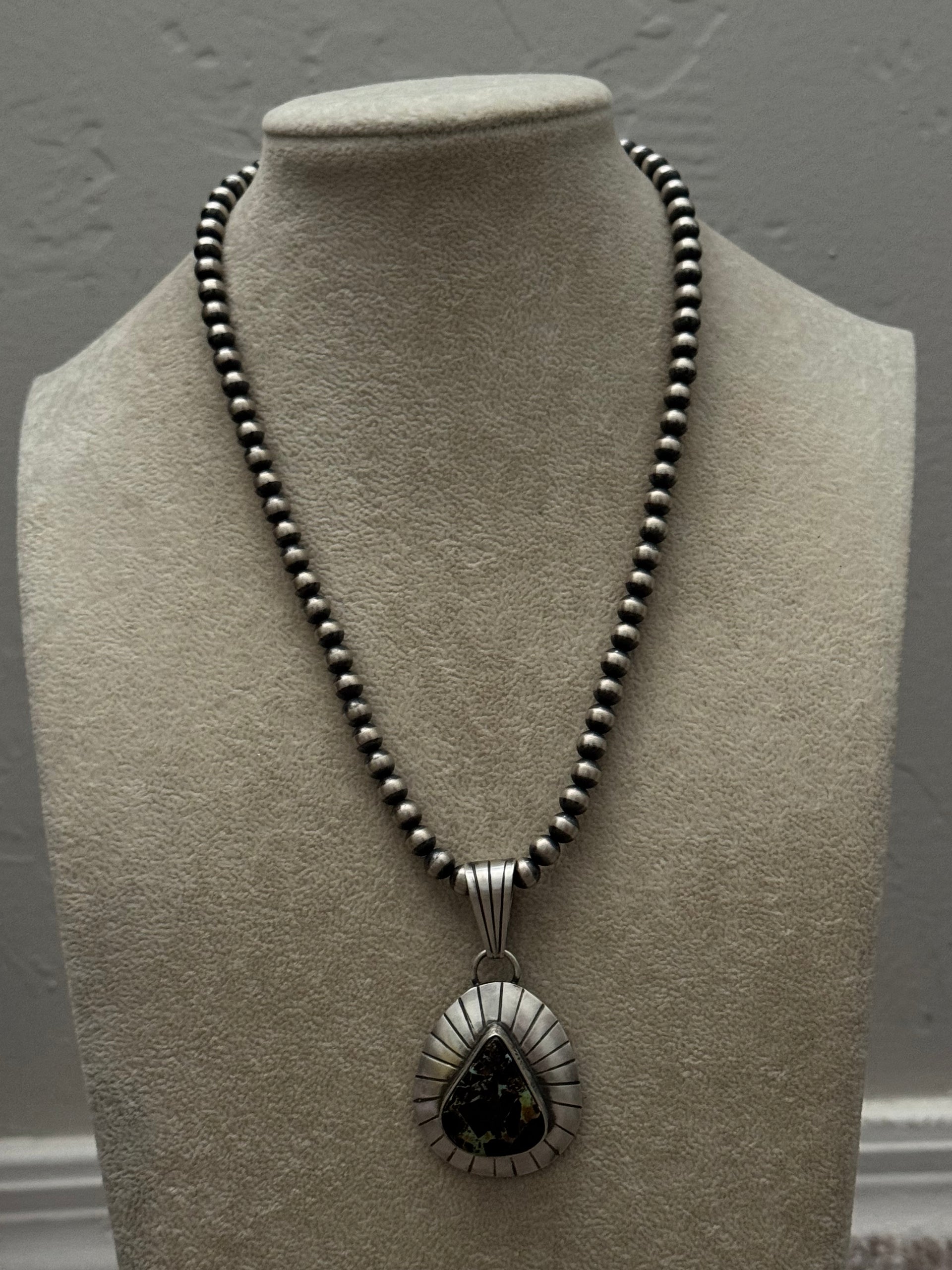 Jamison Hoskins Black Jack Turquoise & Sterling Silver Pendant