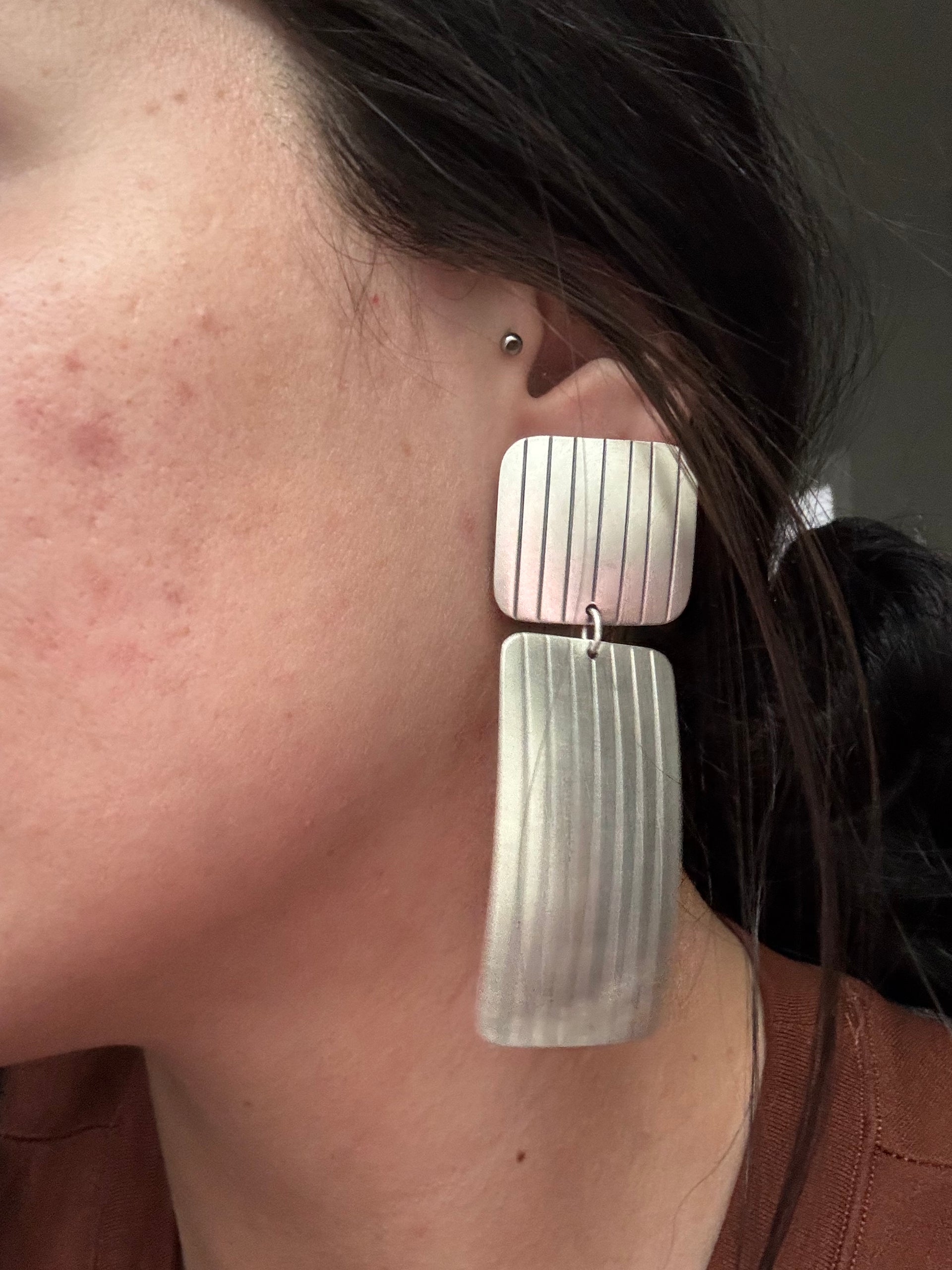 Harold Joe Sterling Silver Post Dangle Earrings