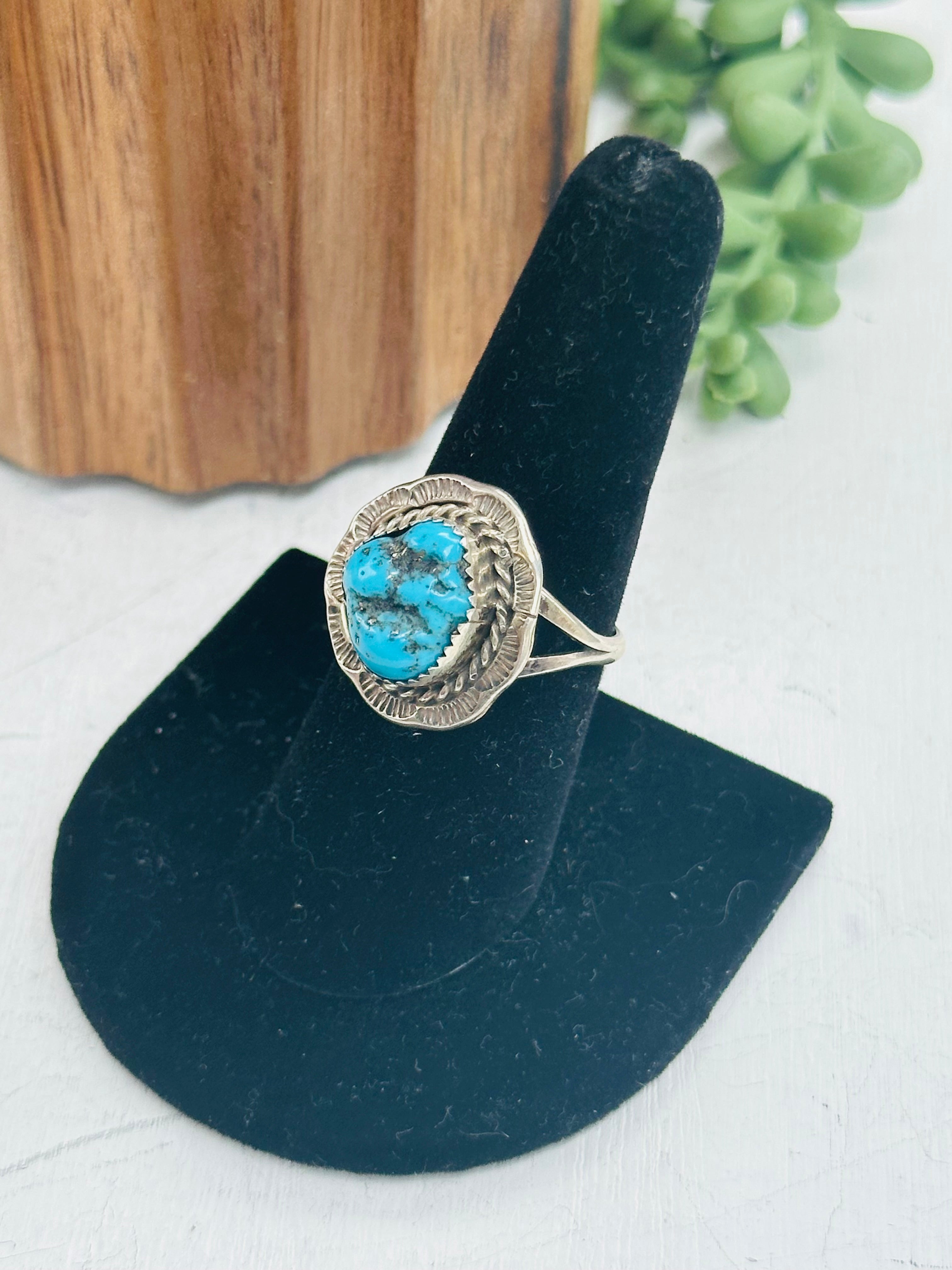 Navajo Made Kingman Turquoise & Sterling Silver Ring