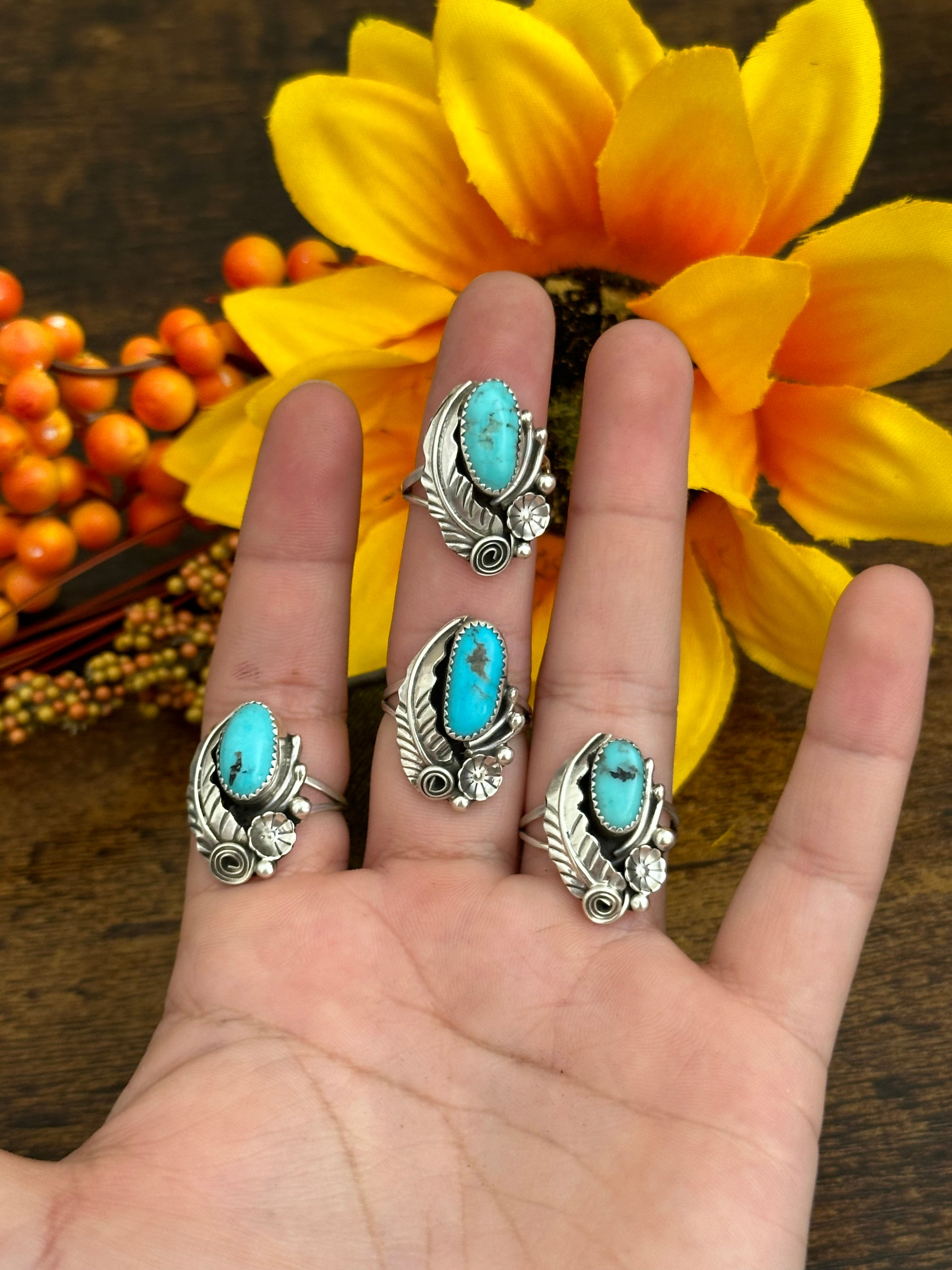 Navajo Made Kingman Turquoise & Sterling Silver Ring