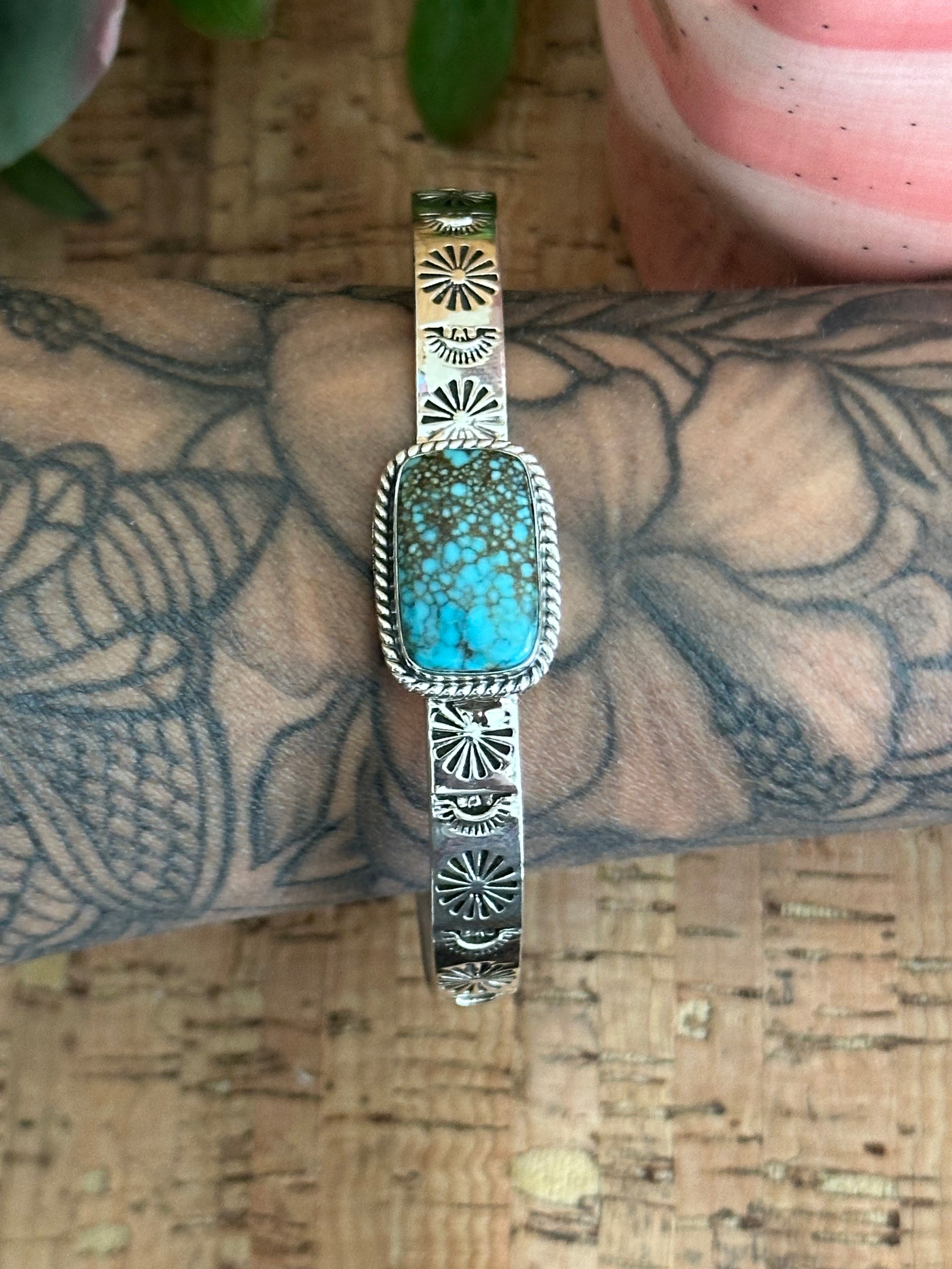 Southwest Made #8 Turquoise & Sterling Silver Cuff Bracelet