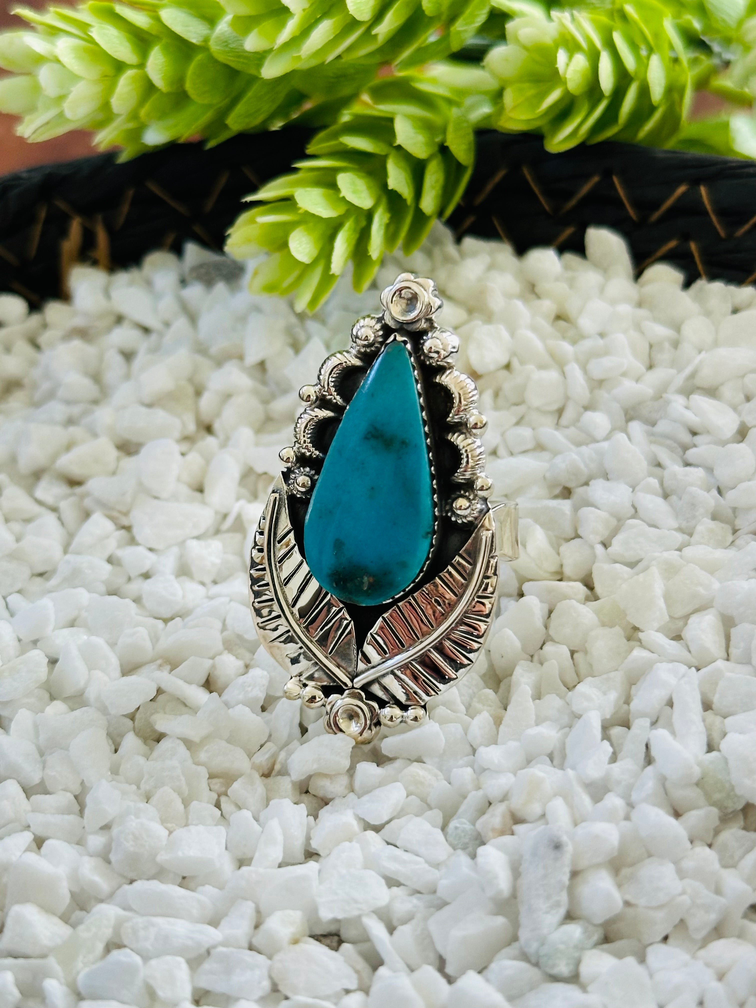 TTD “Retro” Kingman Turquoise & Sterling Silver Adjustable Ring