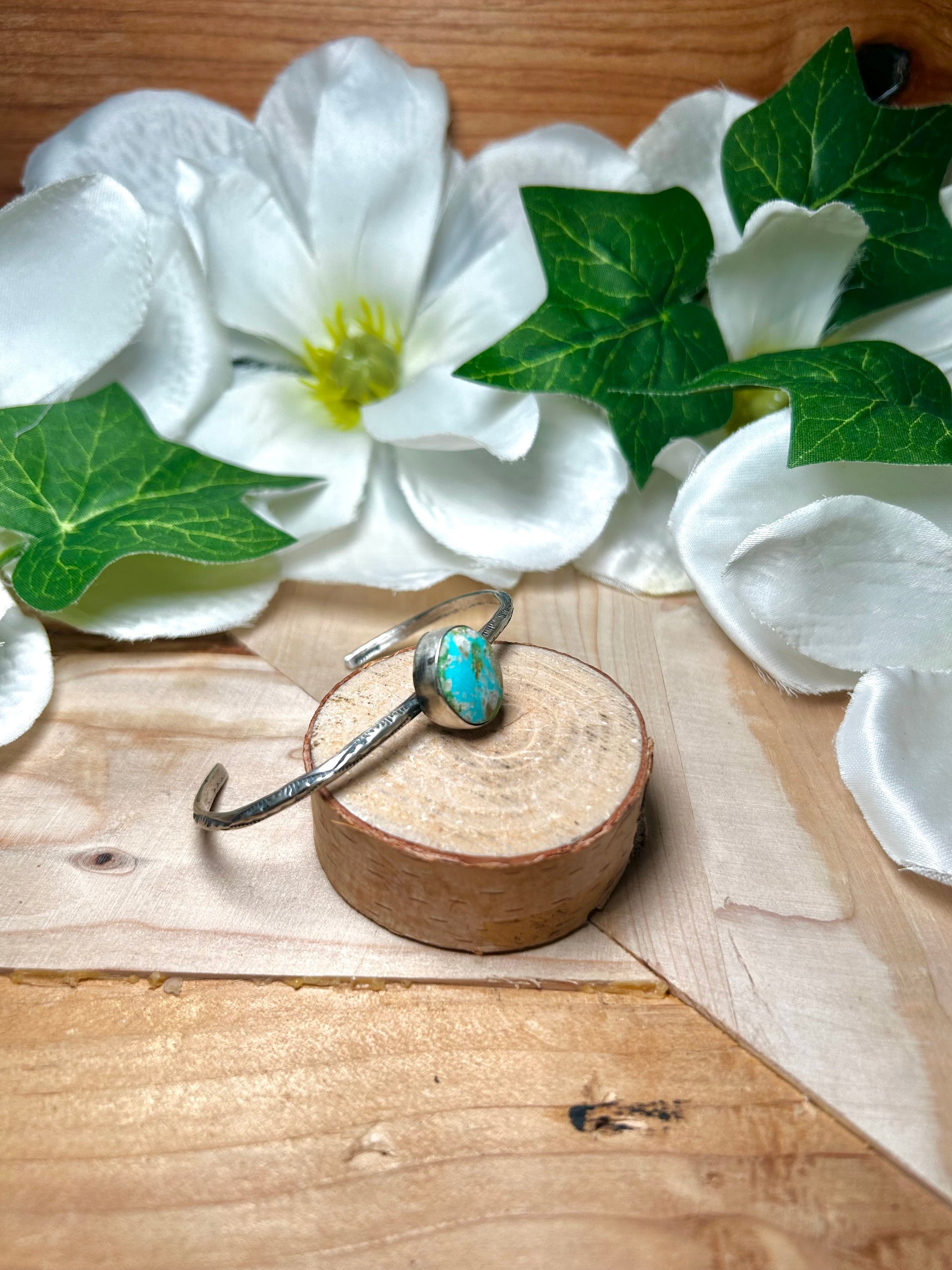 Navajo Made Sonoran Mountain Turquoise & Sterling Silver Cuff Bracelet