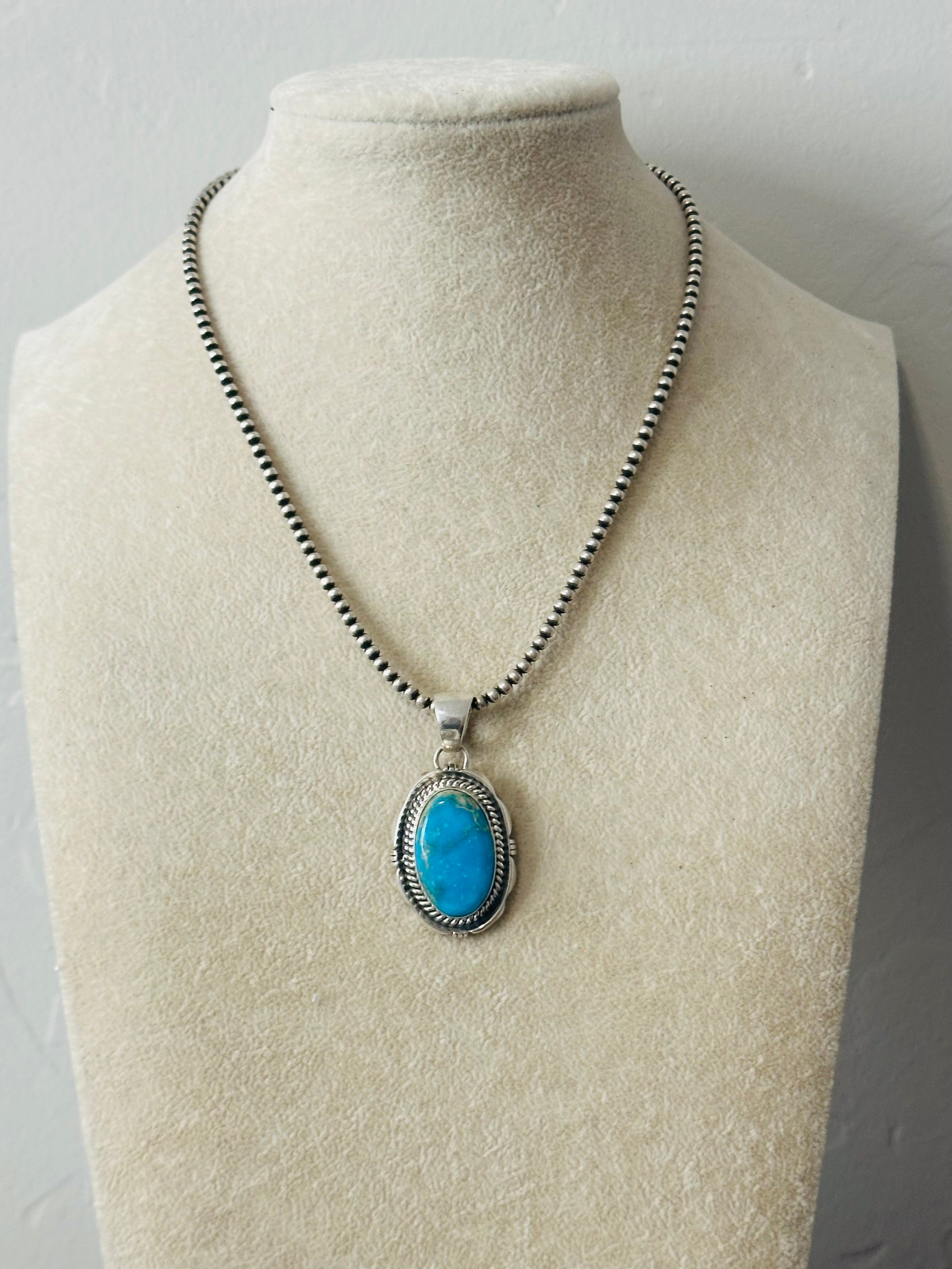 John Begay Kingman Turquoise & Sterling Silver Pendant