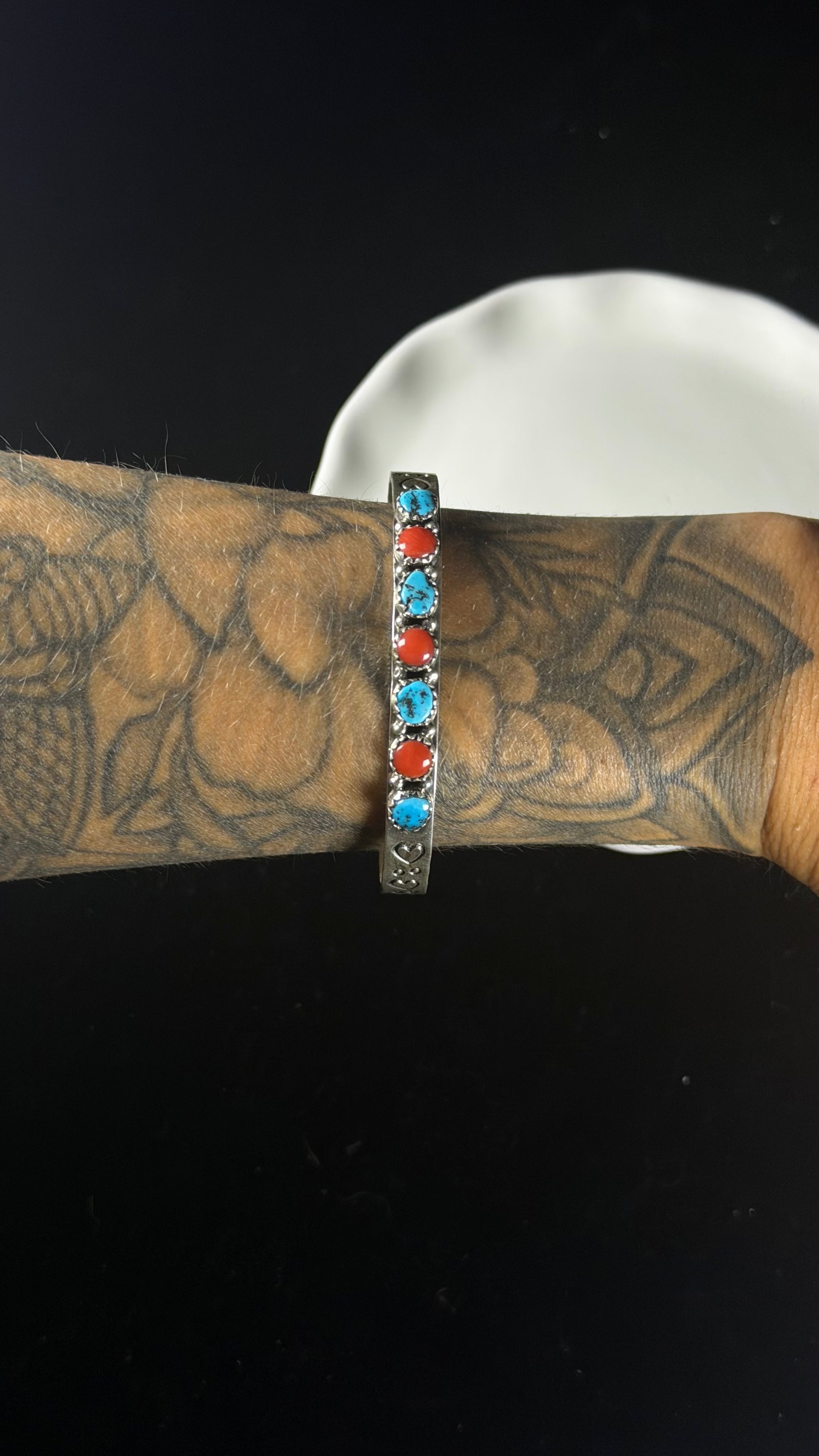 Navajo Made Multi Stone & Sterling Silver Cuff Bracelet