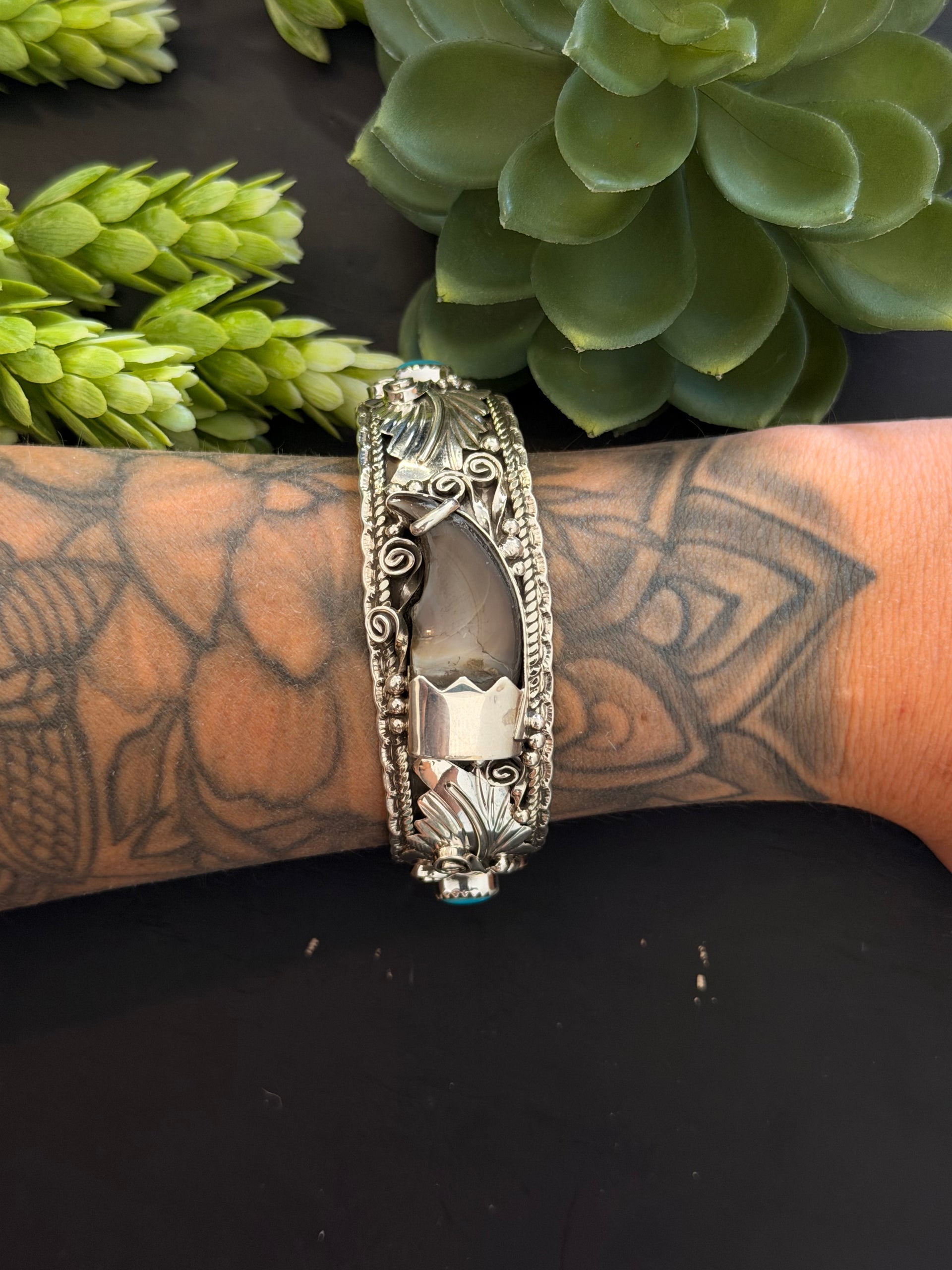 Navajo Made Kingman Turquoise & Sterling Silver Cuff Bracelet