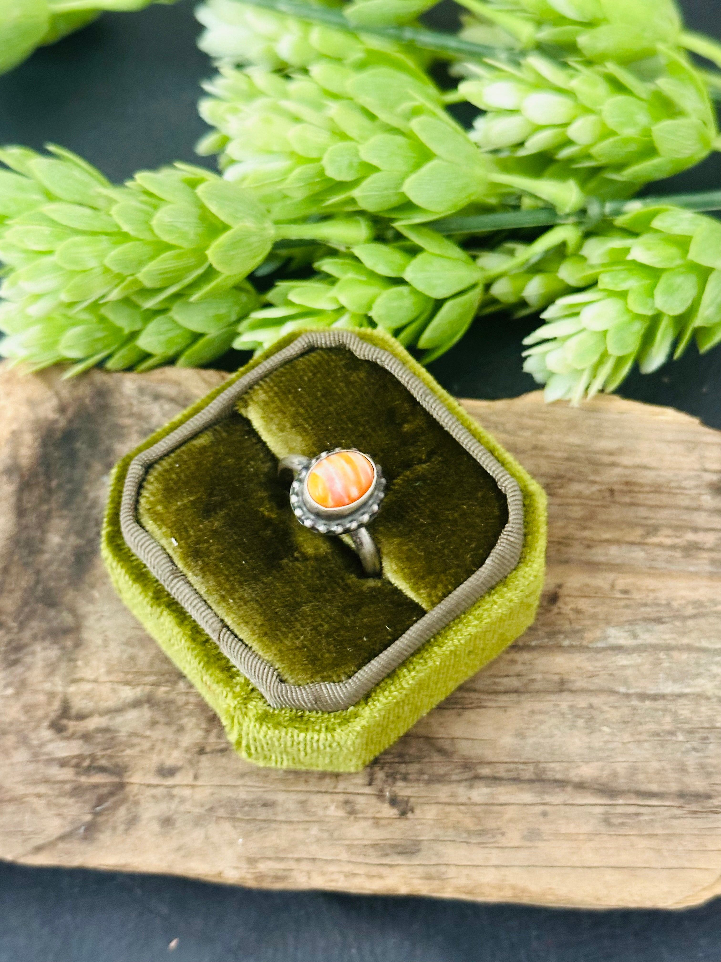 Navajo Made Spiny Oyster & Sterling Silver Ring