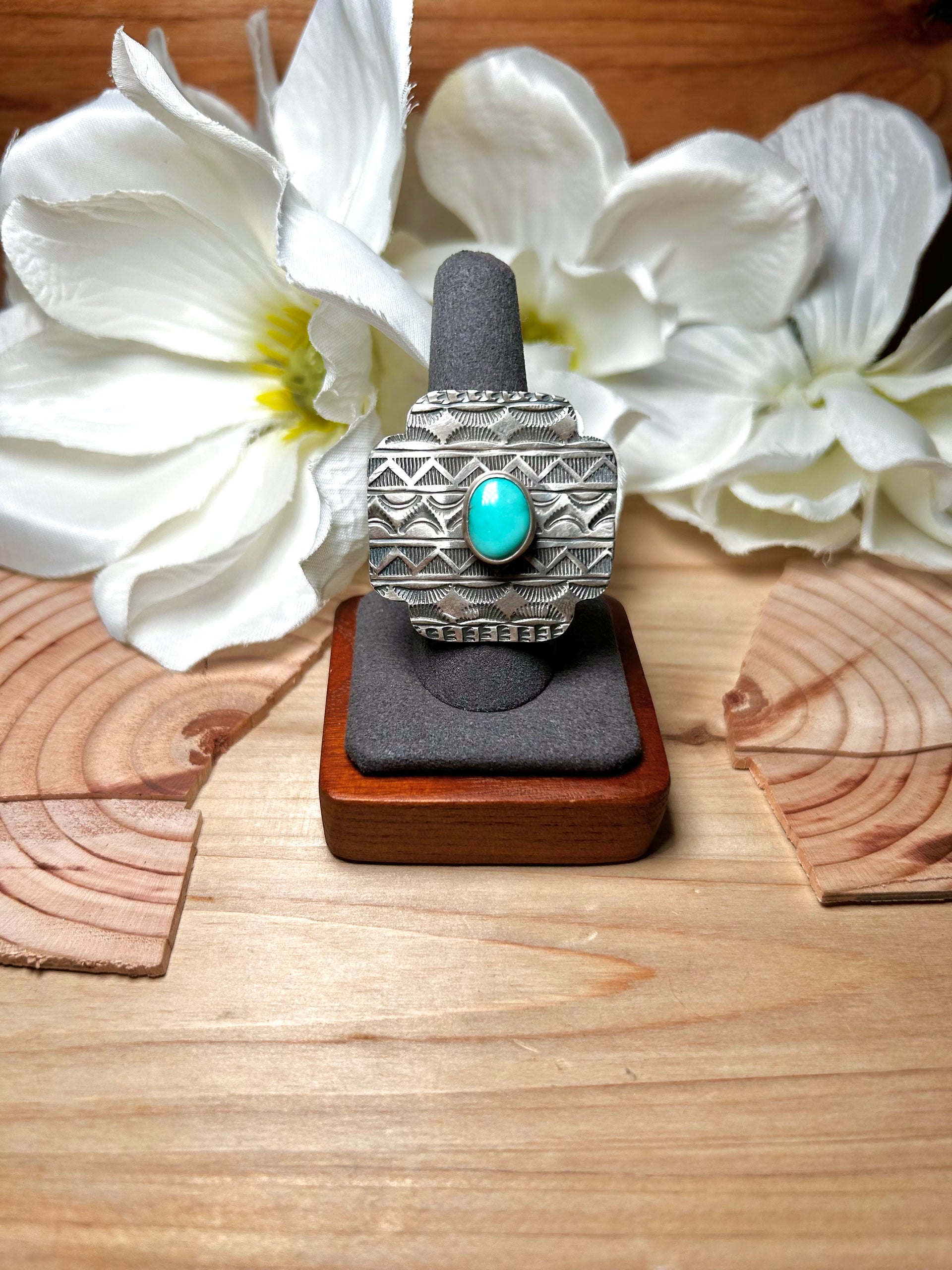 Tillie Jon Kingman Turquoise & Sterling Silver Ring Size 9