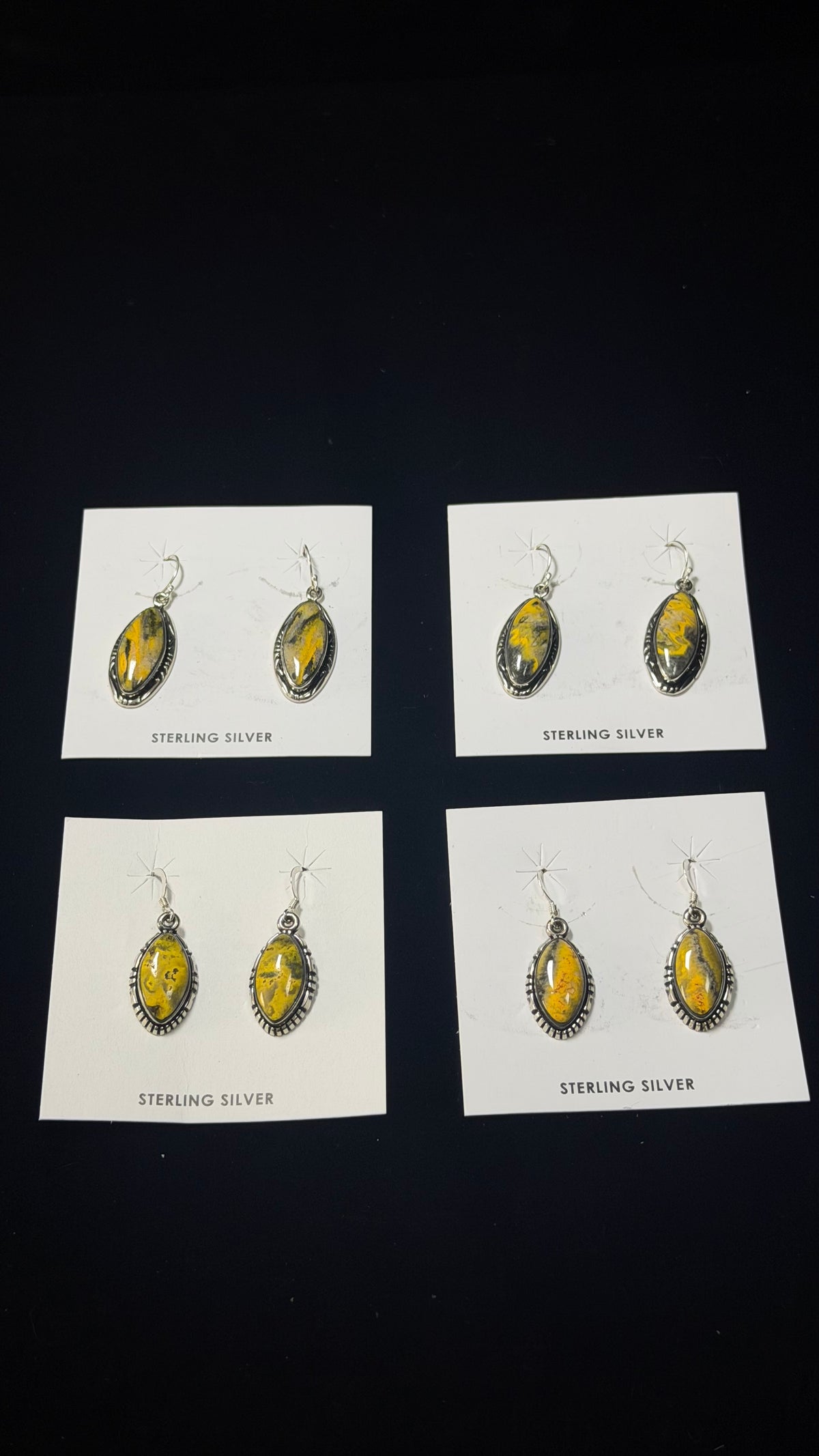 Navajo Made BB Agate & Sterling Silver Dangle Earrings