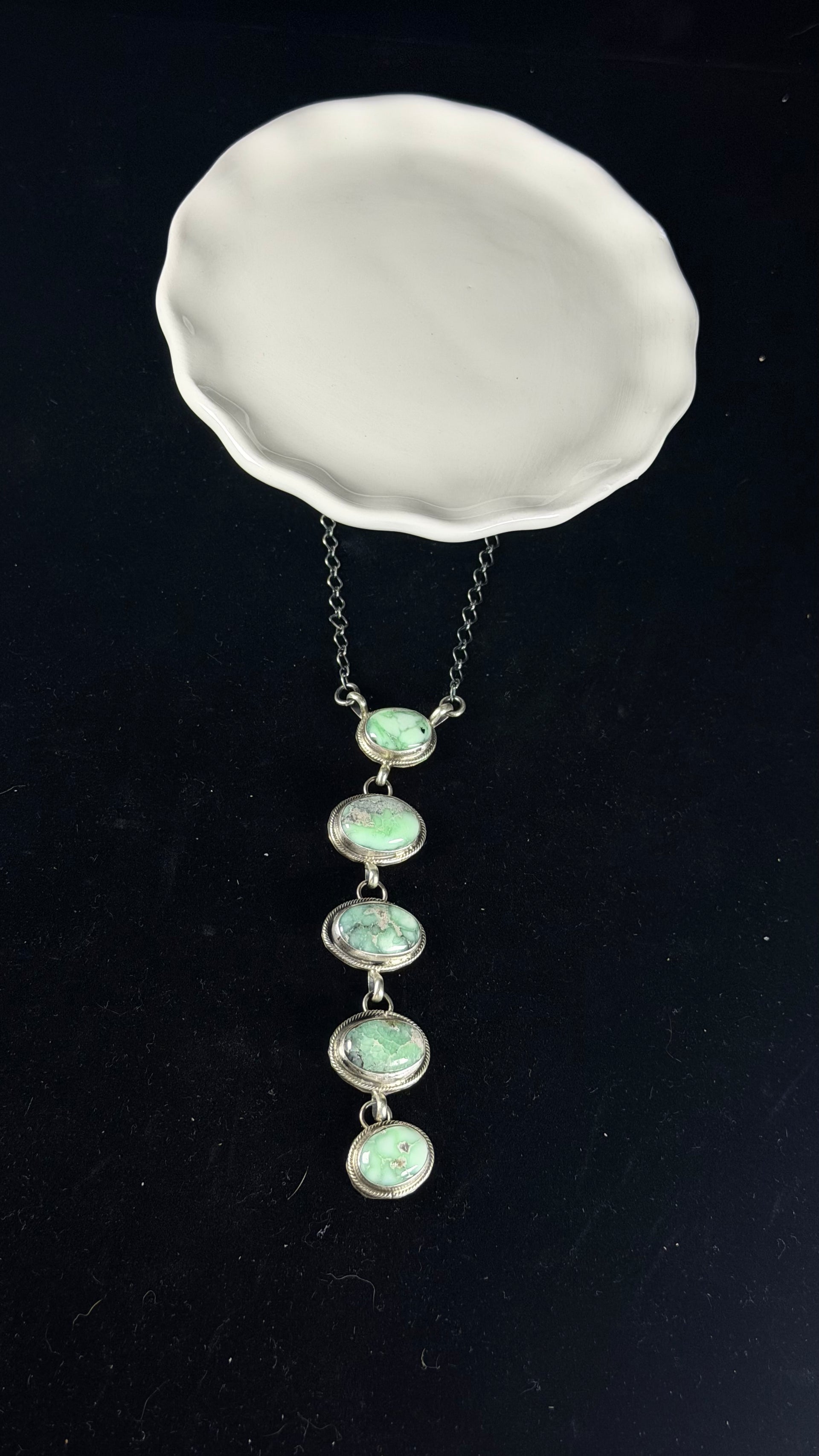 Navajo Made Paloma Variscite & Sterling Silver Necklace